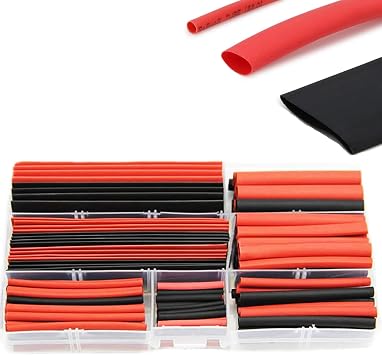 Rongon 150 Pcs Heat Shrink Tubing Kit 21 Shrink Ratio Marine Grade Shrink Wrap Industrial Heat Shrink Tube Black and Red 8 Sizes, Wire Cable Wrap