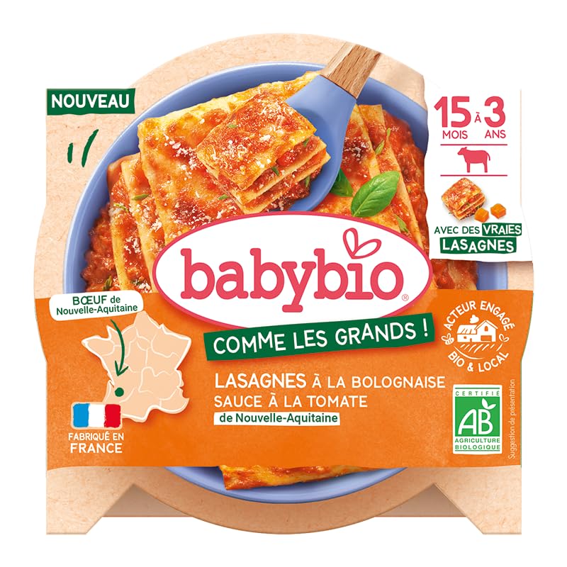 BABYBIO - Assiette Menu - Lasagnes à la bolognaise Bœuf - 15+ mois - BIO