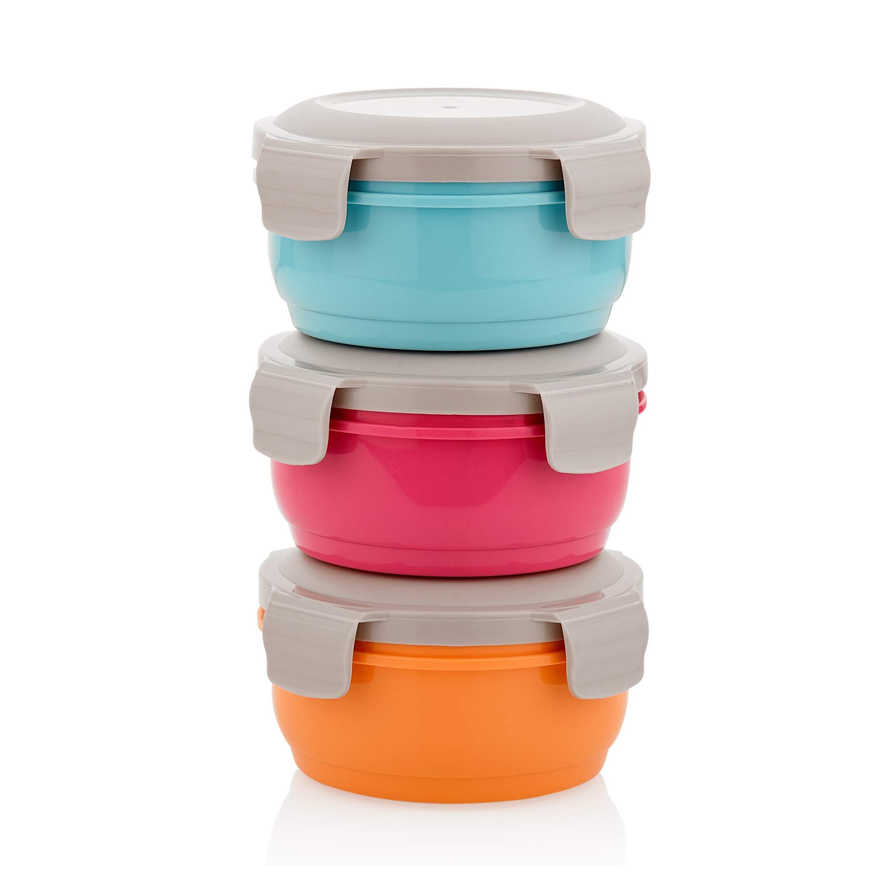 ASIAN Plastowares - Airtight Lock and Pack Storage Containers | Set of 3 | (350 x 3) | Storage Container for Kitchen | Ideal to Store snakcs |Multipurpose Kitchen Containers | Assorted Colours,Plastic