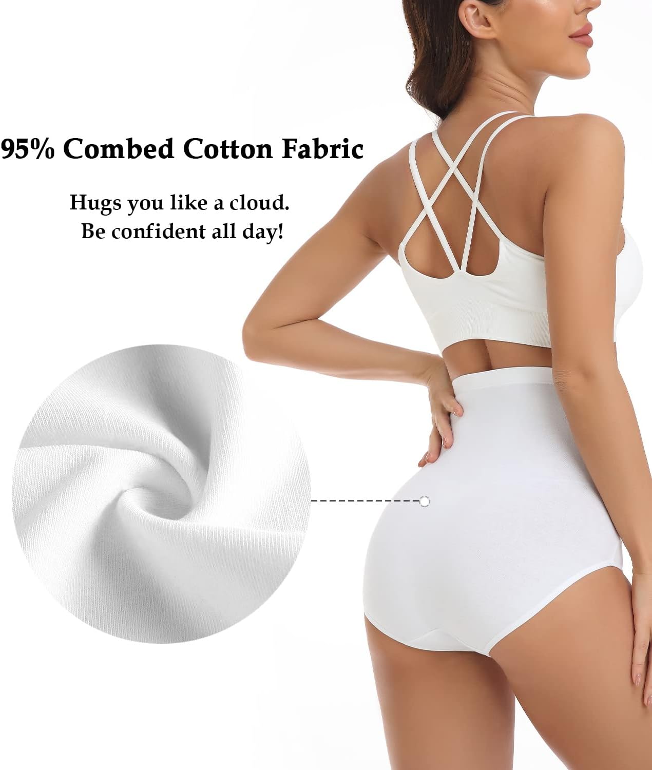 wirarpa Women's Underwear Cotton Super High Waisted Briefs Stretch Full Coverage Panties 4 Pack - Image 4