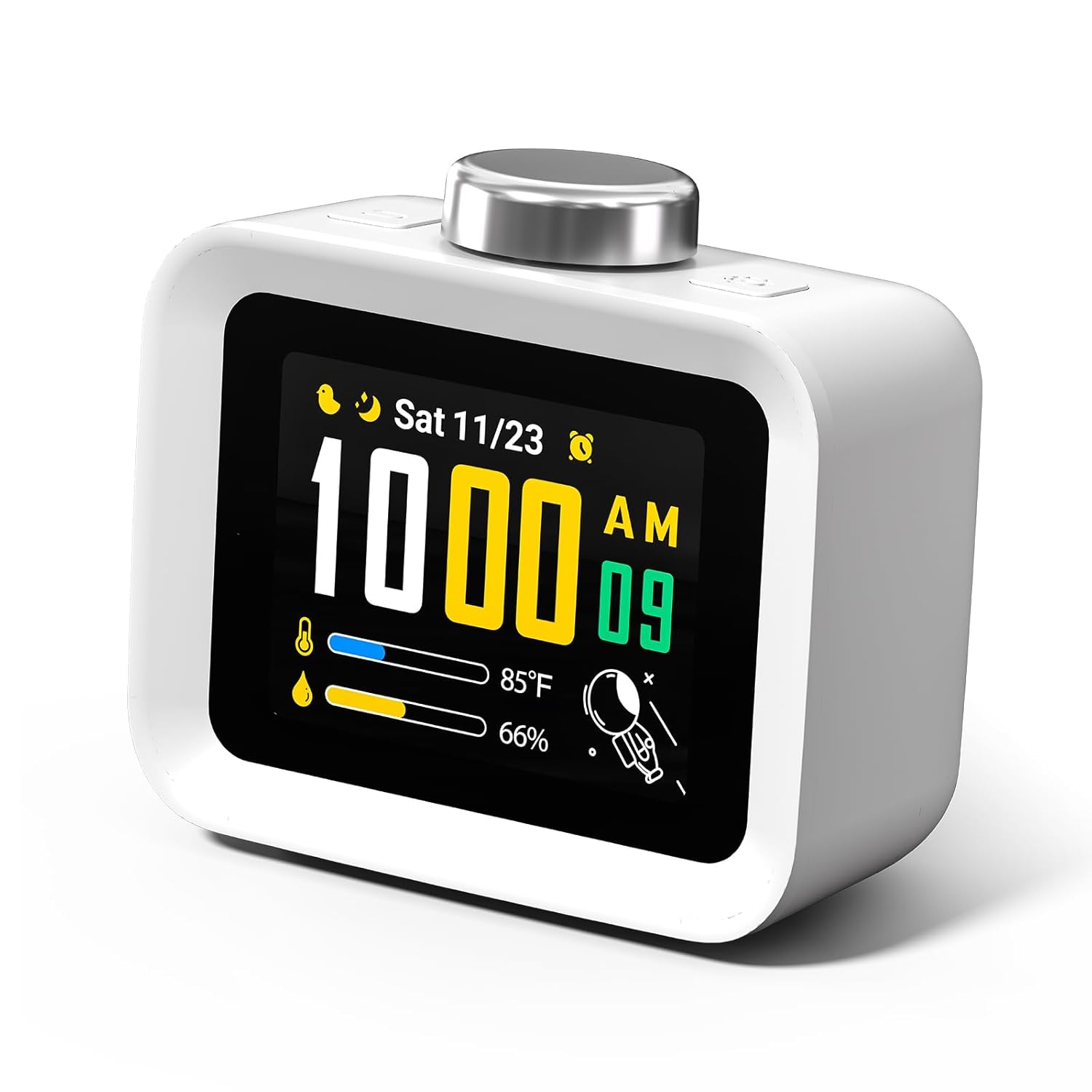 AIRIVO Alarm Clock Colorful LCD Display with 8 Visual Themes 4 Digital Alarms with 30 White Noise for
