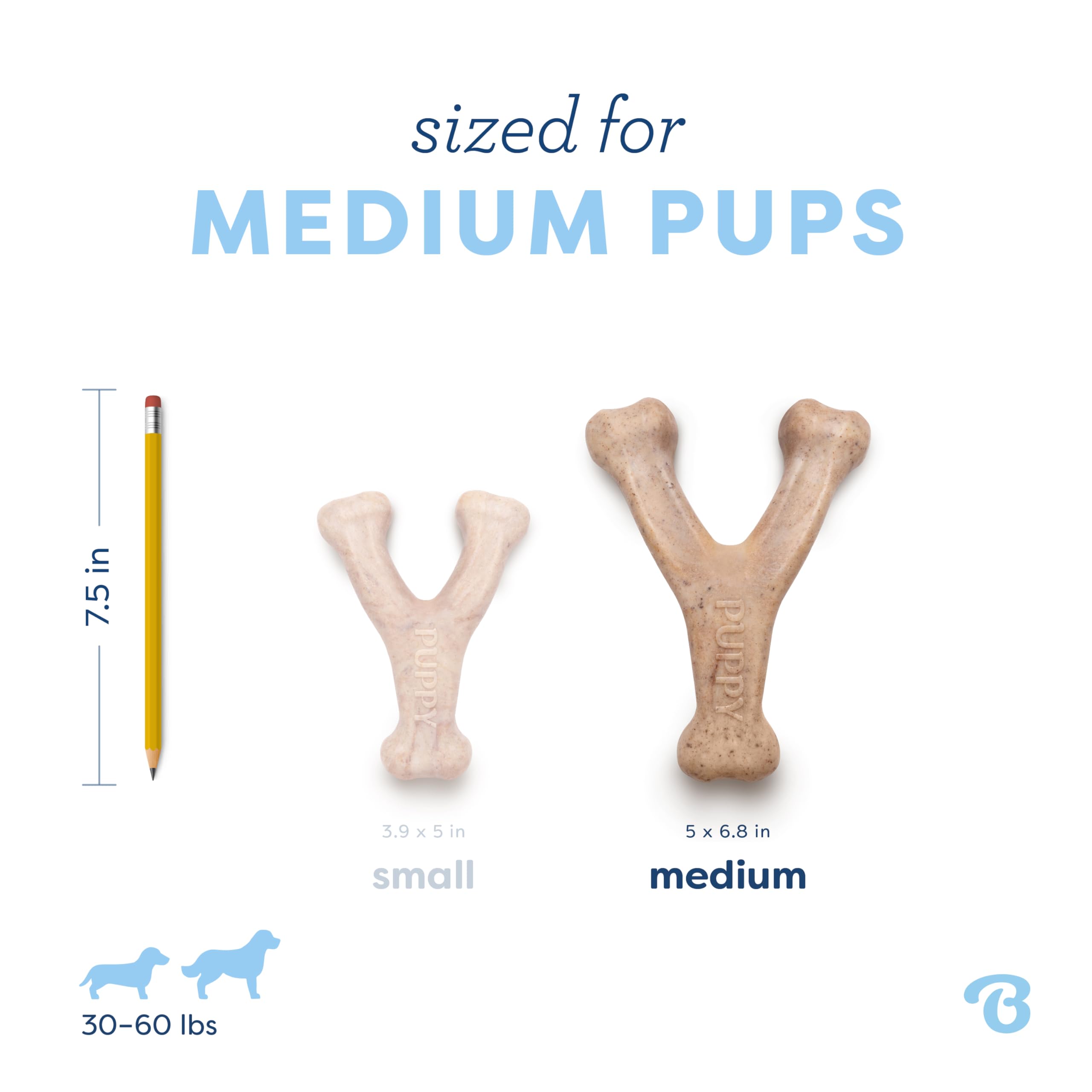 Benebone Zabawka do żucia dla szczeniaka Wishbone, prawdziwy bekon, rozmiar M, wyprodukowano w USA