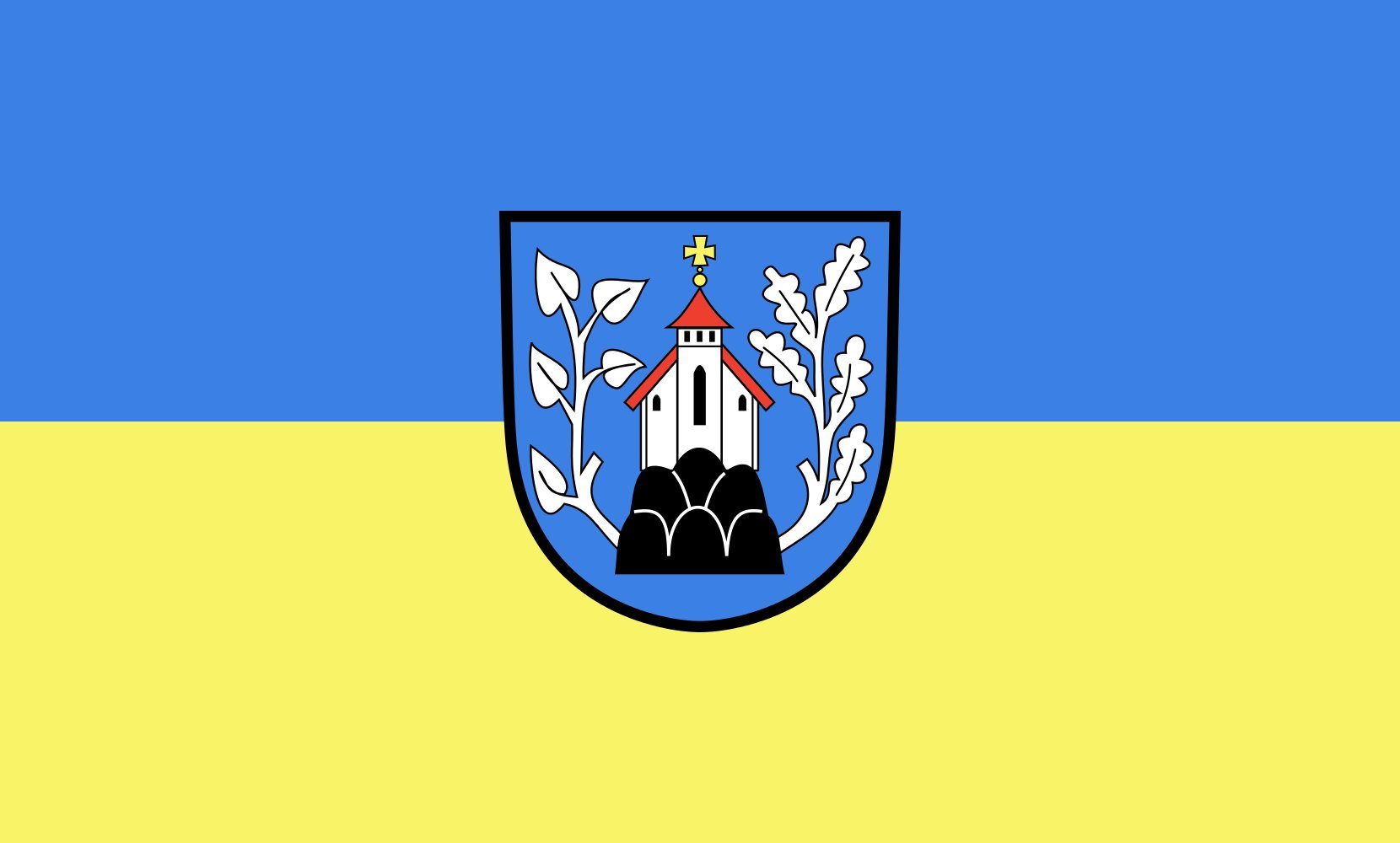 magFlags Raum-Fahne mit modernem verchromtem Fahnenständer und Marmor-Fuß | Flagge: Waldkirch 90x150cm | Höhe: 230cm