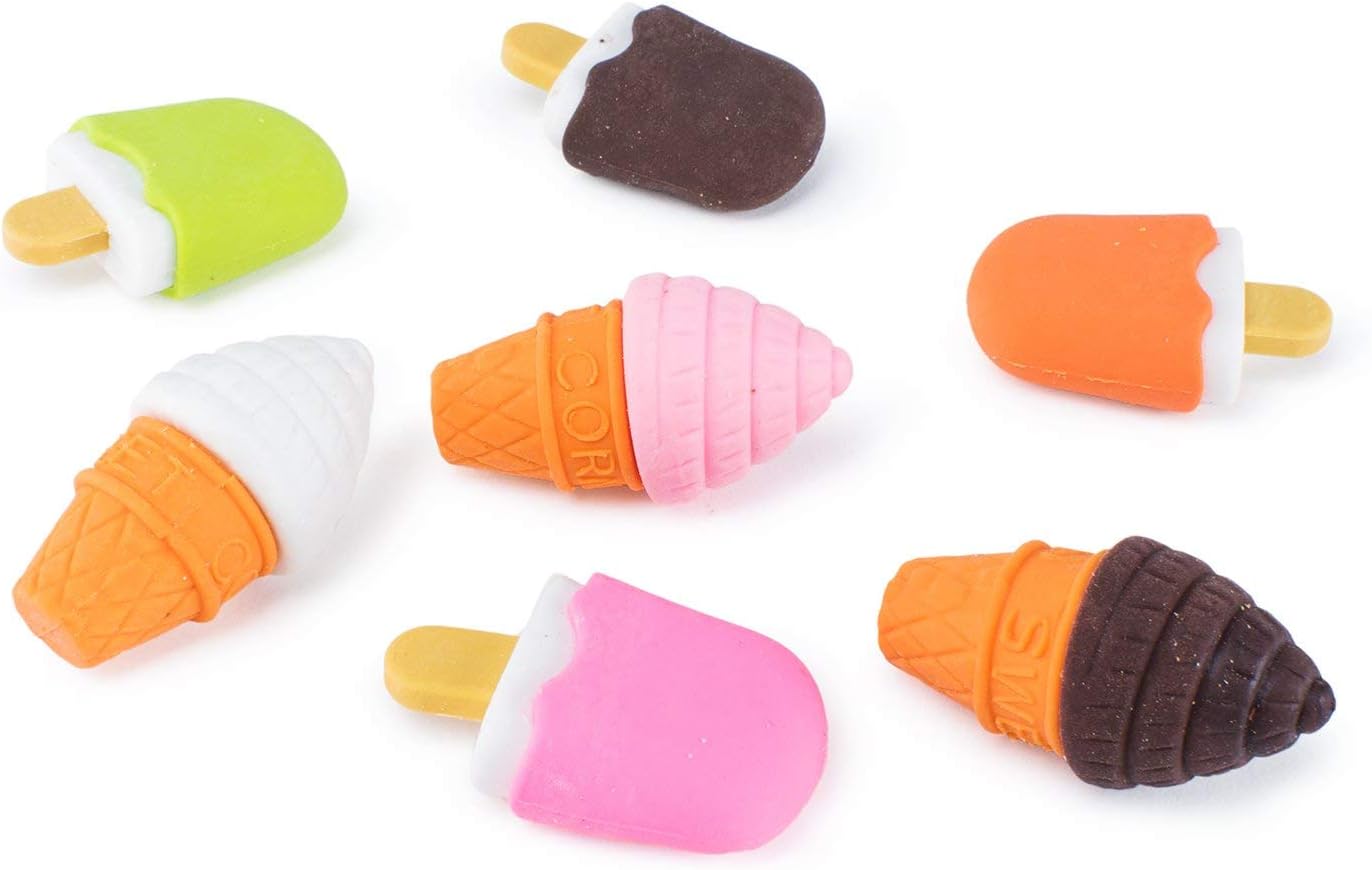 Mini Ice Cream and Frozen Treat Pencil Erasers 48pcs