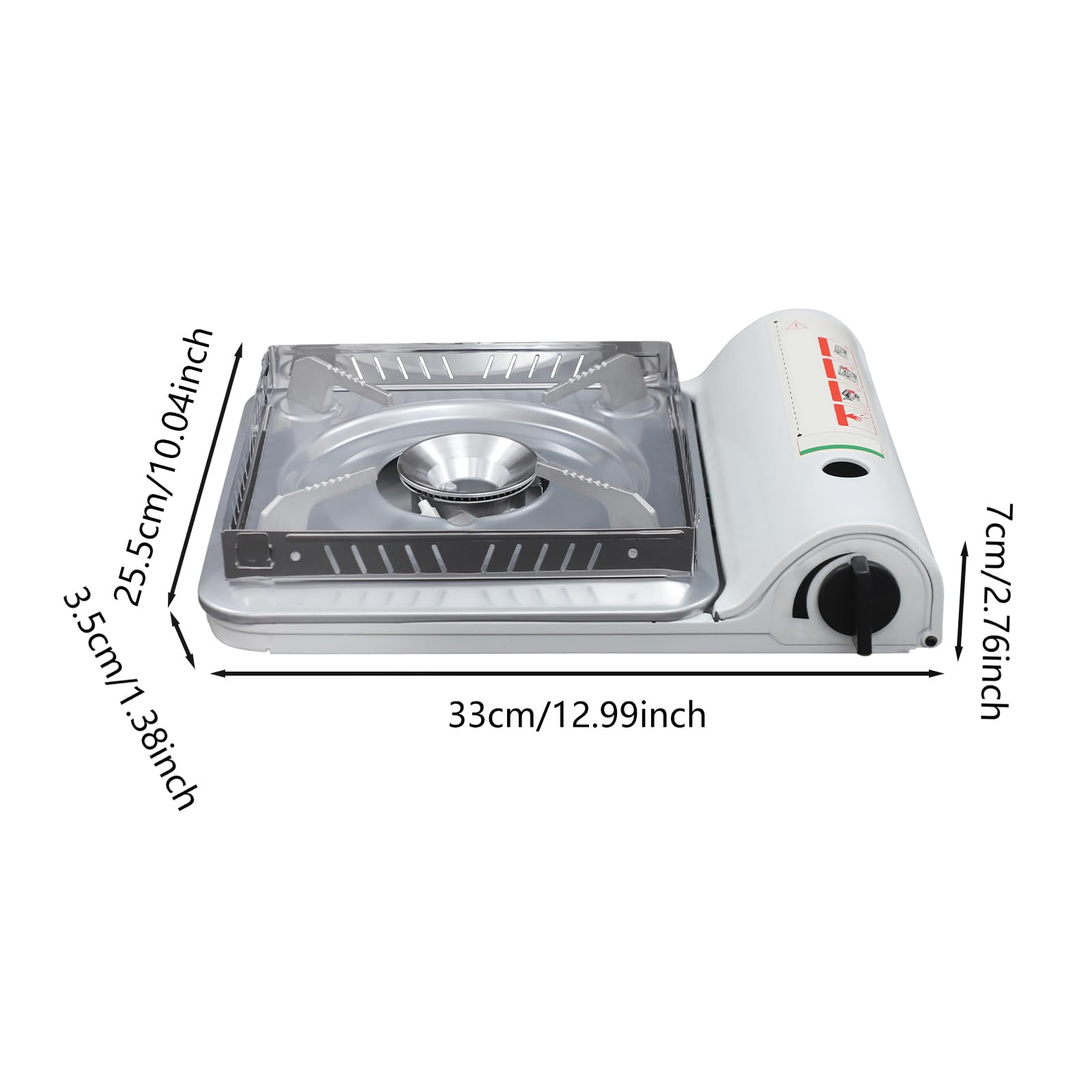 Hornillo de camping portátil con cartucho de gas, cocina de gas butano compacta de aluminio, 1 fuego, estufa de gas Stove con control de llama, pies antideslizantes y asa de transporte (blanco)