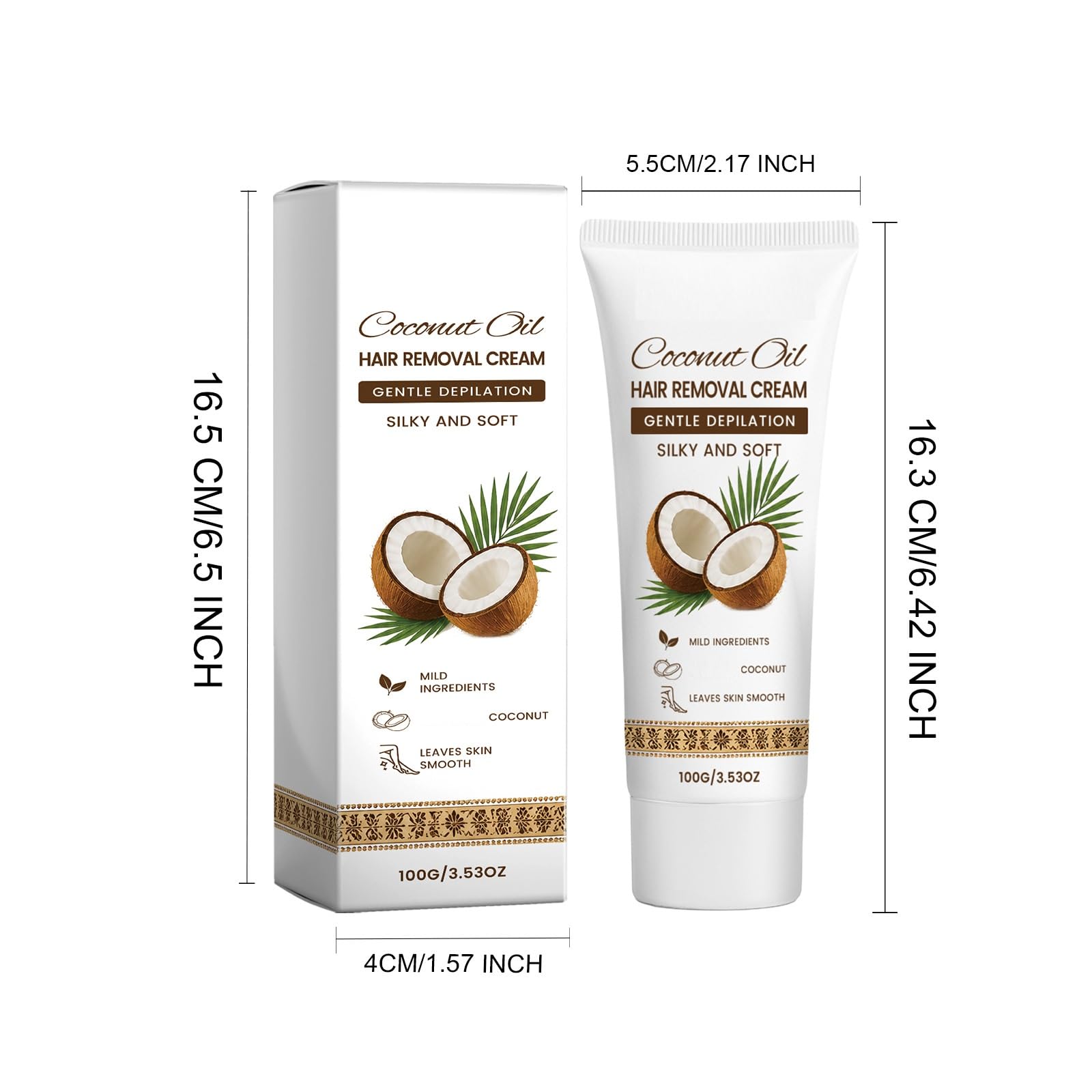 Crema depilatoria con olio di cocco, crema depilatoria per pelli sensibili, ad azione rapida per gambe, braccia e ascelle, 100 g (5 pezzi)