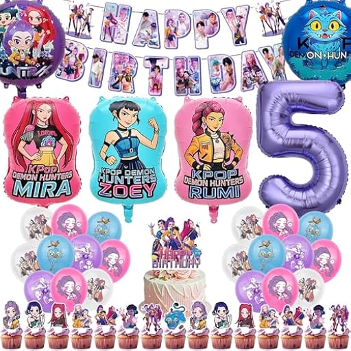 48 unidades de decoración de cumpleaños de Hunters, merchandising con pancarta de feliz cumpleaños, globos de letras y decoración para tartas para decoraciones de fiesta de demonio y fans de | Ya disponible en tu tienda friki favorita! En mundofriki.es! 48 unidades de decoración de cumpleaños de Hunters, merchandising con pancarta de feliz cumpleaños, globos de letras y decoración para tartas para decoraciones de fiesta de demonio y fans de | Ya disponible en tu tienda friki favorita! En mundofriki.es!