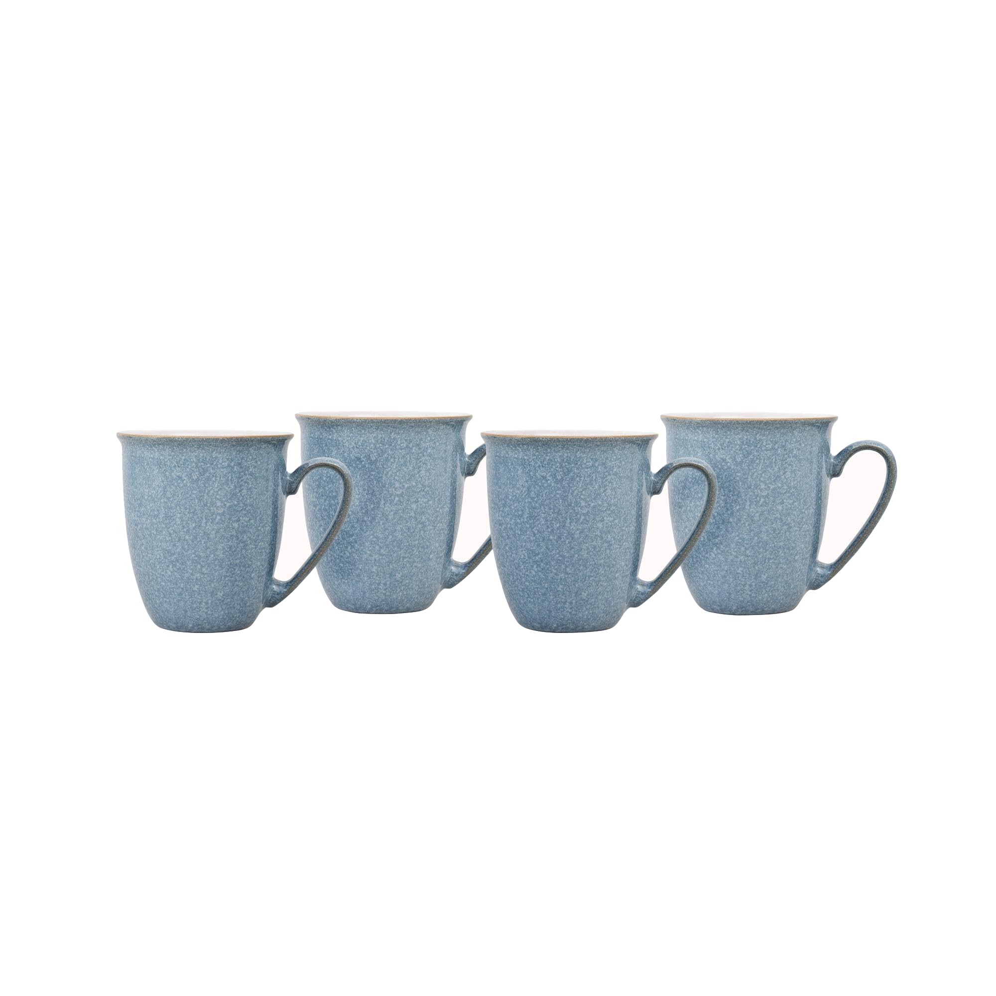 Denby Blue - Elements Coffee Mug Set Of 4 - 330Ml Stoneware Ceramic Tea Mug Set For Home & Office - Dishwasher Safe, Microwave Safe - White - Chip Resistant