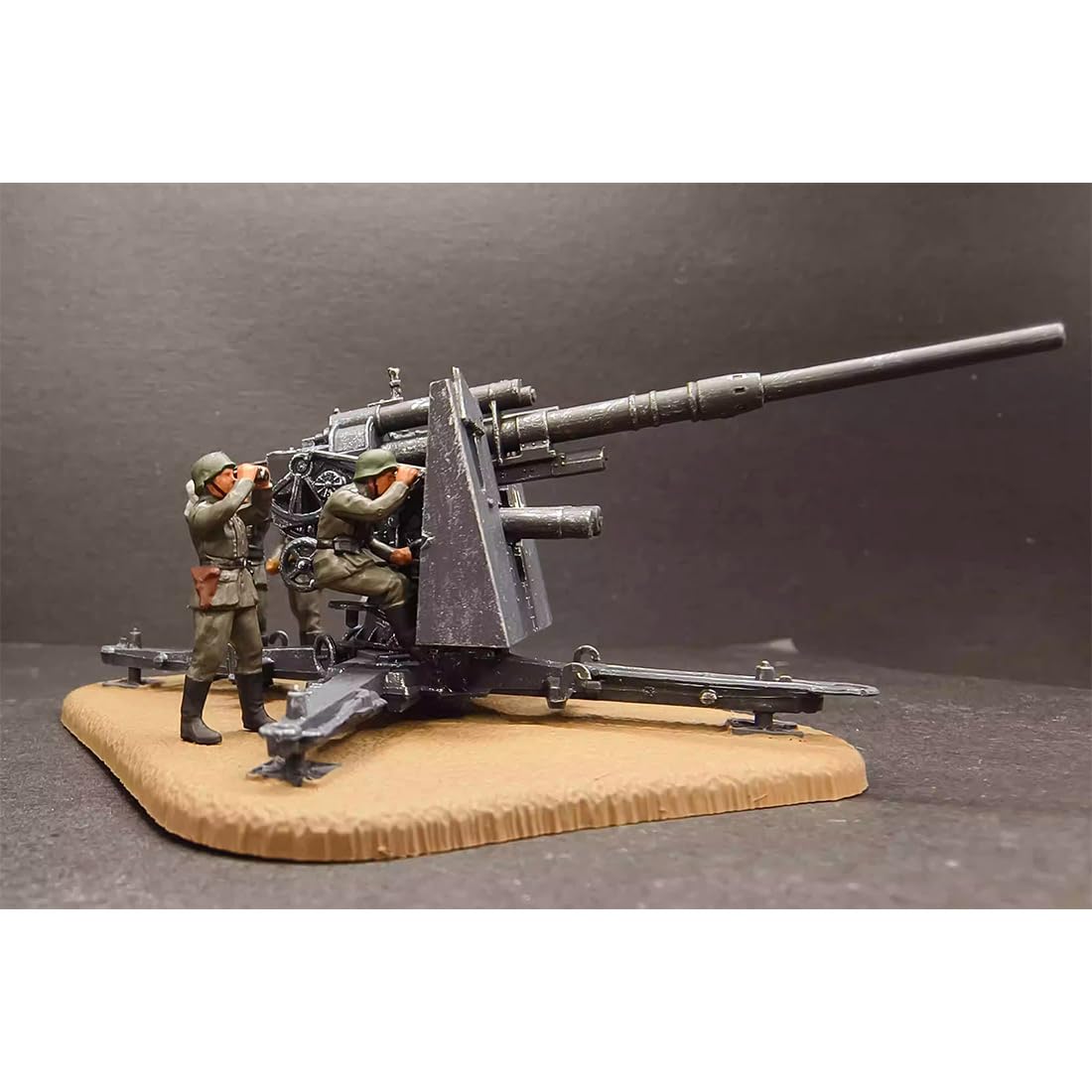 Figuras militares alemanas WWII 1/72 2.6 pulgadas modelo de artillería antiaérea con base, armas antiaéreas, figuras militares para adultos