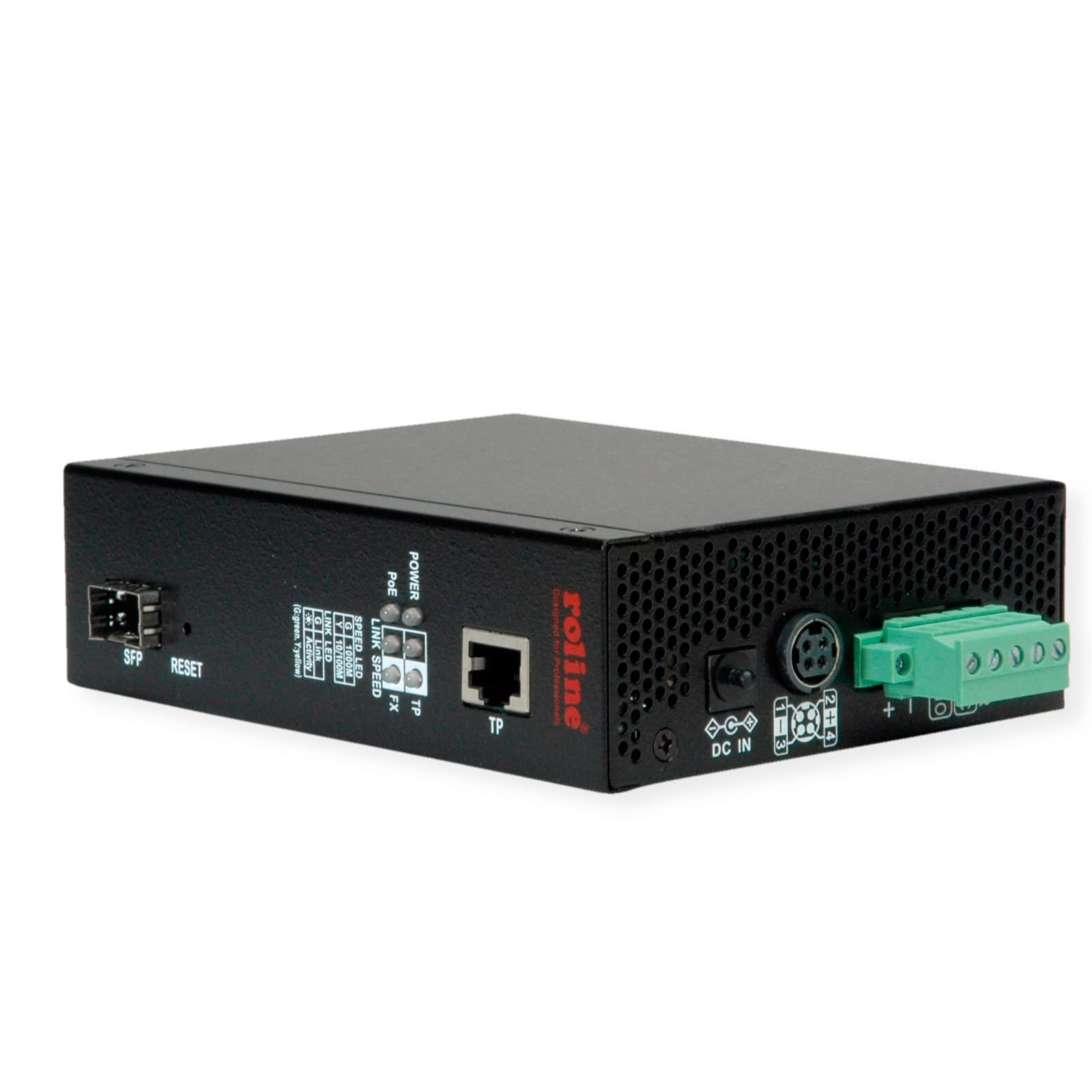 ROLINE Convertisseur Industriel Gigabit Ethernet - Fibre Dual Speed 100/1000, avec Fonction PoE