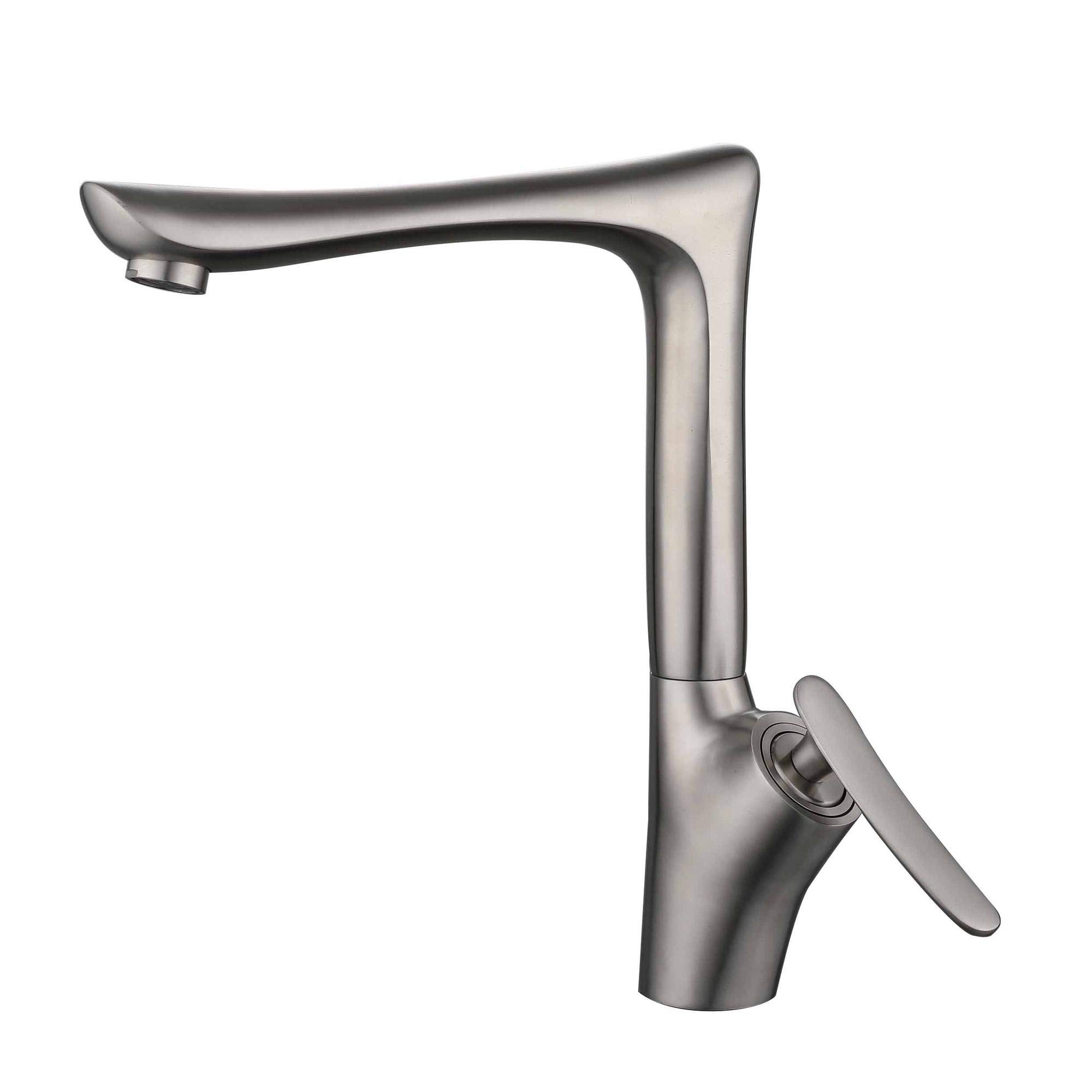 ZYCHSJXA Kitchen Water Taps Sink Faucet Brushed 304 Stainless Steel Faucets Cold and Hot Waterfall (with Hose)