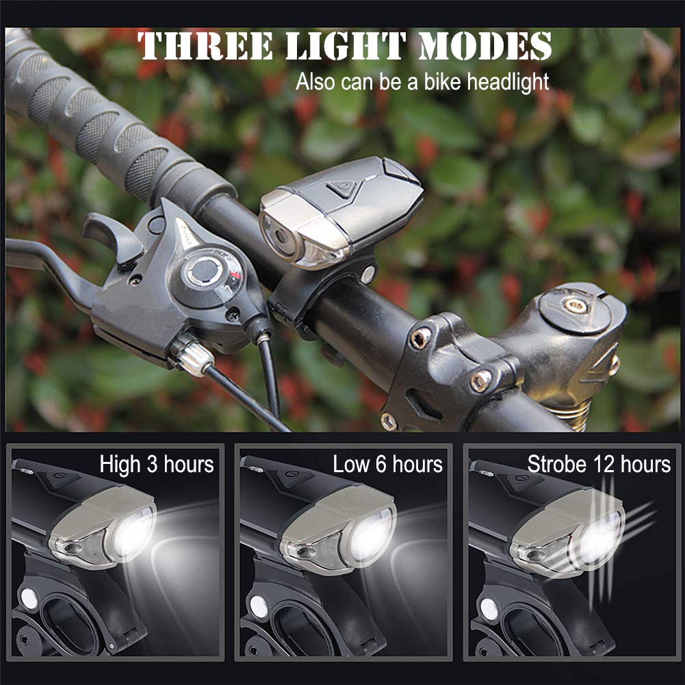 WASAGA Lampe LED Pour Casque Vélo – 200 Lumens, USB-C, IP63, 3 Modes Avant / 5 Modes Arrière, 55g
