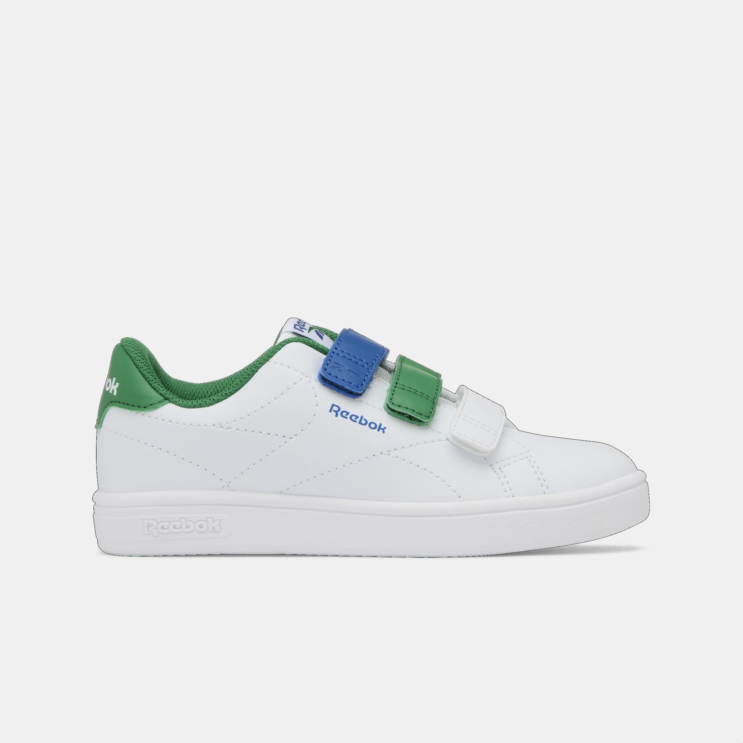 Reebok Court Clean Hook & Loop Straps Trainers, White/Glengreen/Twilight Blue, 30.5 EU / 11.5 UK, White Glengreen Twilight Blue, 12 UK Child