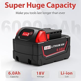 18V 6.0Ah Battery Rapid Charger Combo Kit Replacement for Milwaukee 18V Battery and Charger 4811-1862 4811-1852 4811-1840 4811-1830 4811-1811 4811-1815 4811-1820 4811-1841