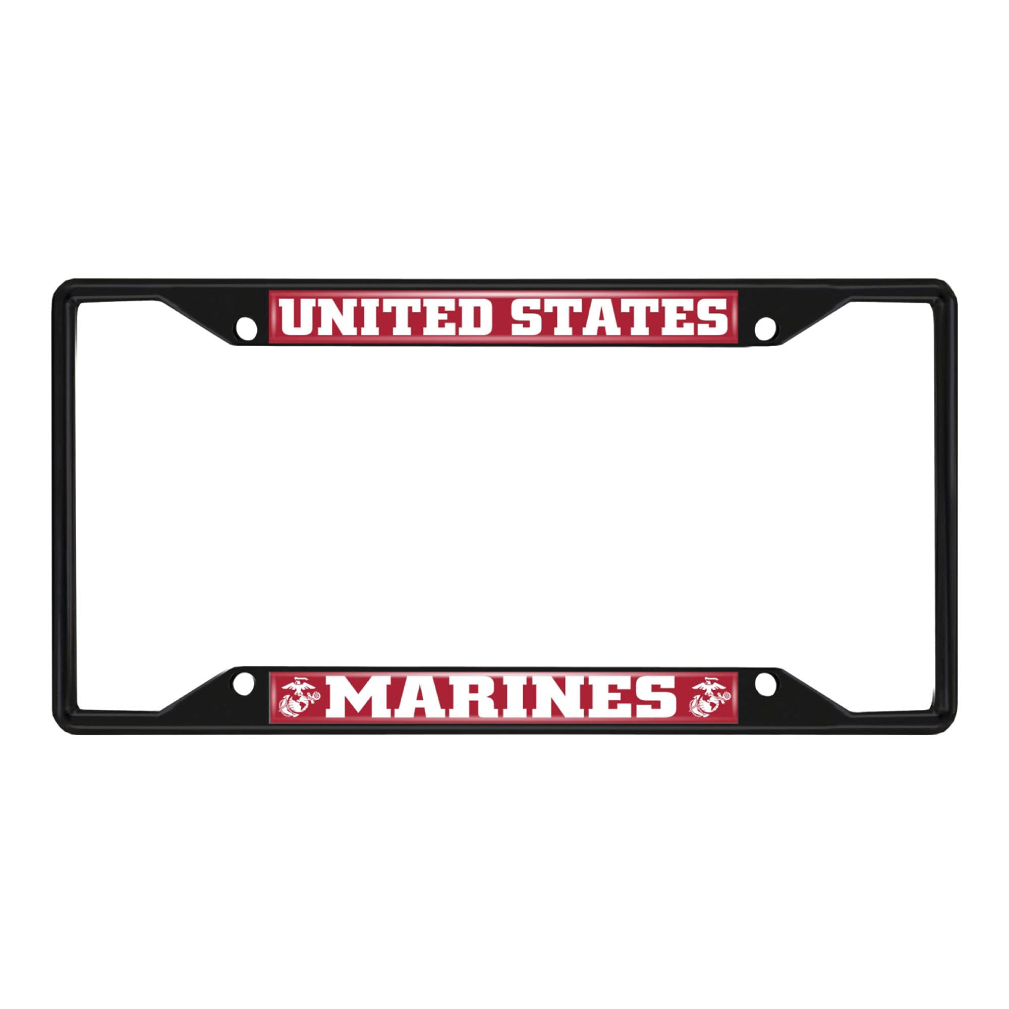 Fan Mats 31295: Marines de los Estados Unidos Marco de matrícula de metal acabado negro
