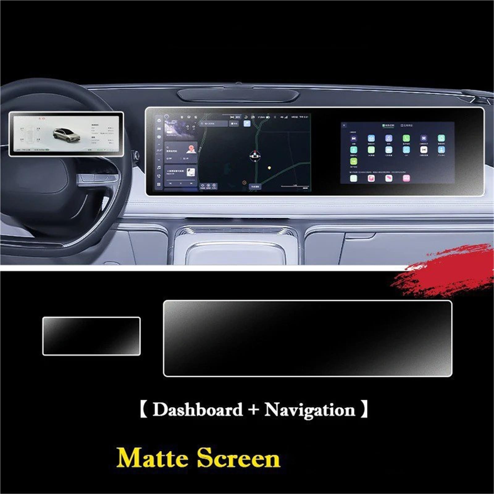Protection d'écran LCD HD Anti-Rayures pour GPS de Voiture Xpeng/Xiaopeng G9 (2022-2025) - Intérieur refait (2 Films Mats)