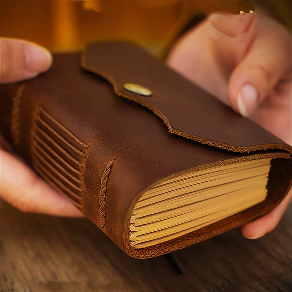 Tragbares Buch mit echtem Lederbezug, handgefertigte Retro-Tagebücher, Tagebuch, Kraftpapier, Skizzenbuch, Schreibbedarf