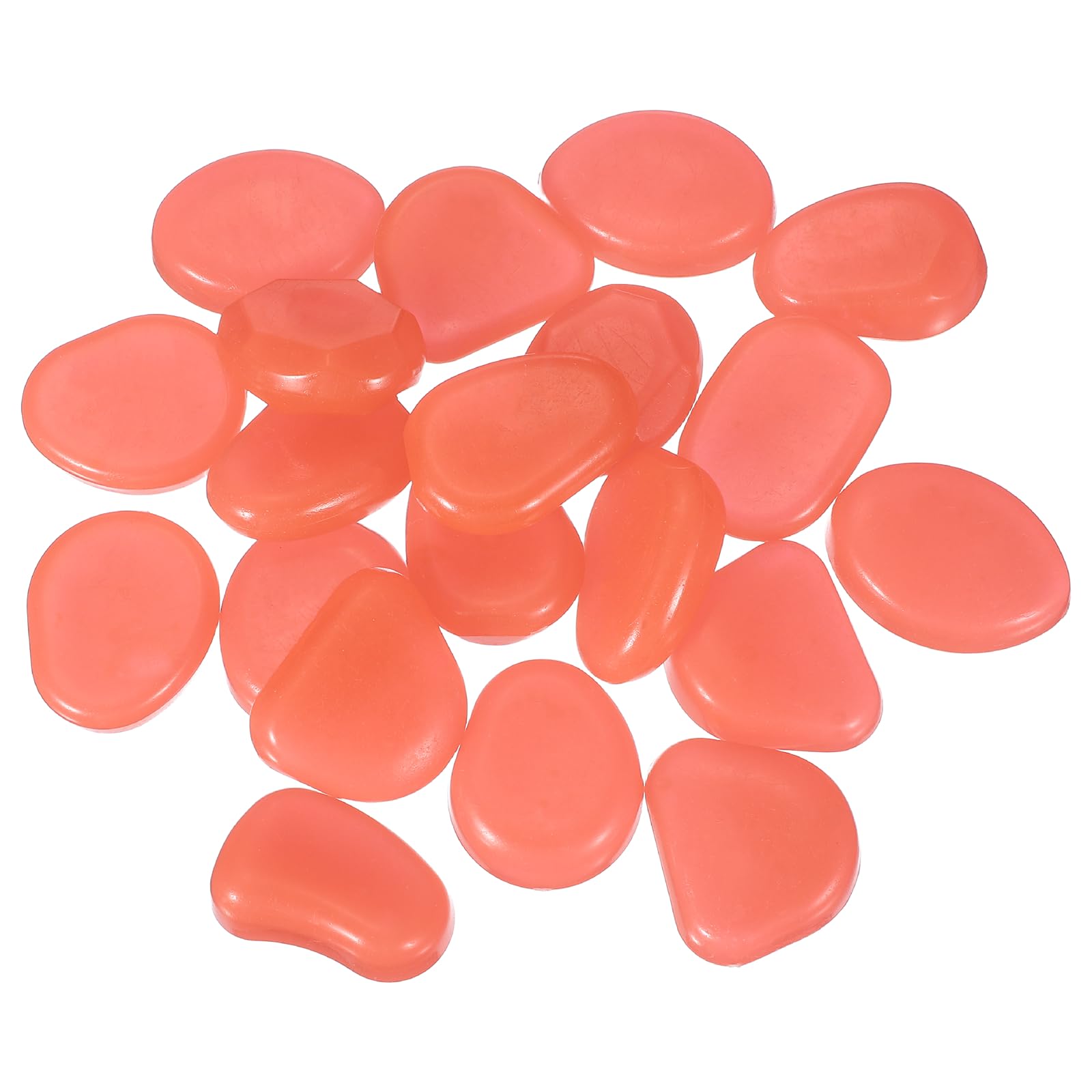 YELARXI Large Glow in the Dark Stones, Luminous Pebbles Stones Glowing Rocks Decorative Light Up Pebbles Fitting for (Fish Tank/Outdoor Garden Decor/Yard/Walkway) 20 Pcs & Light Orange Red