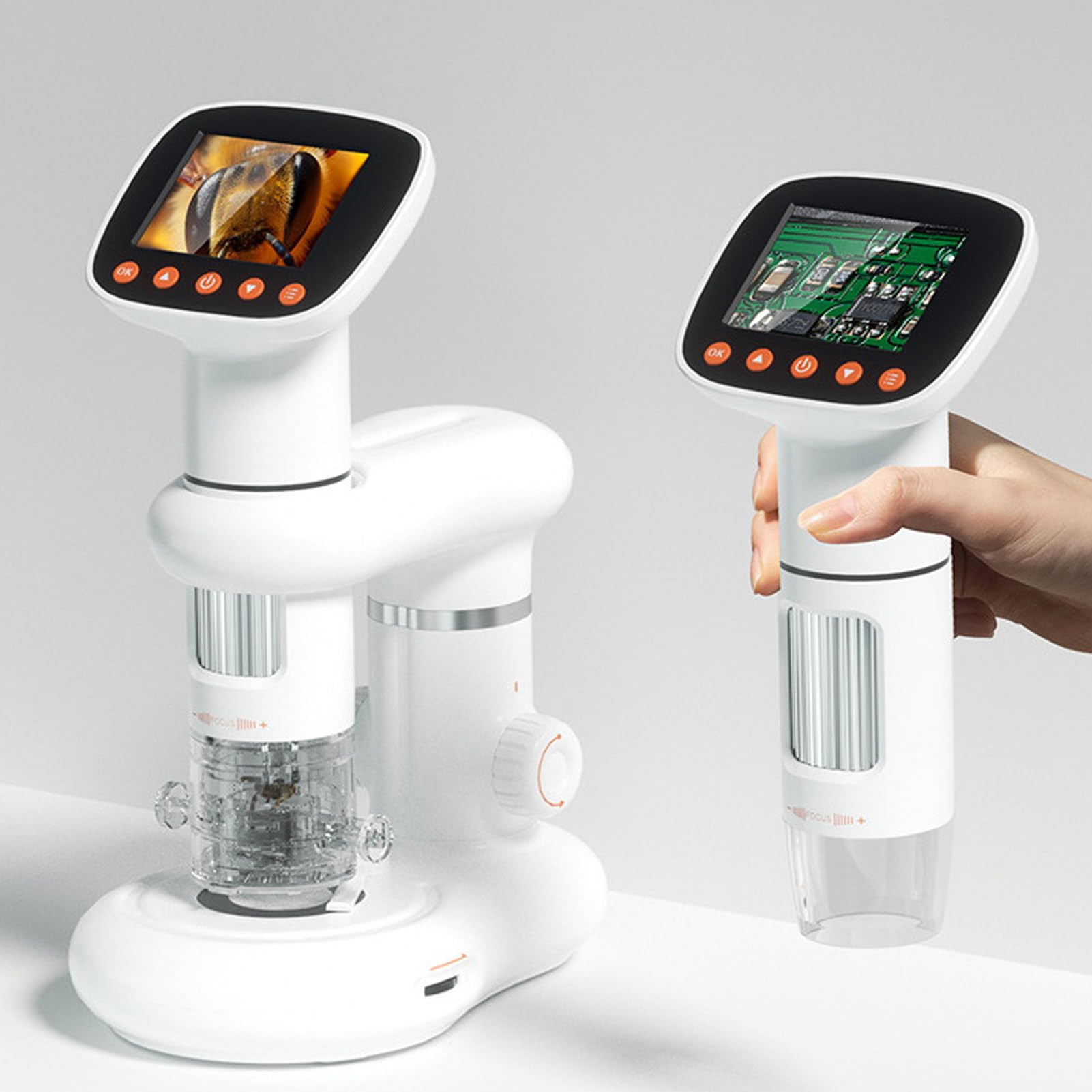 Yosoo Health Gear Digitalmikroskop ABS-Hand-Digitalmikroskop mit 2,0-Zoll-IPS-Bildschirm 50X Bis 1000X 8 LED Typ C Foto-Video für Naturwissenschaftliche Bildung Outdoor-Erkundung