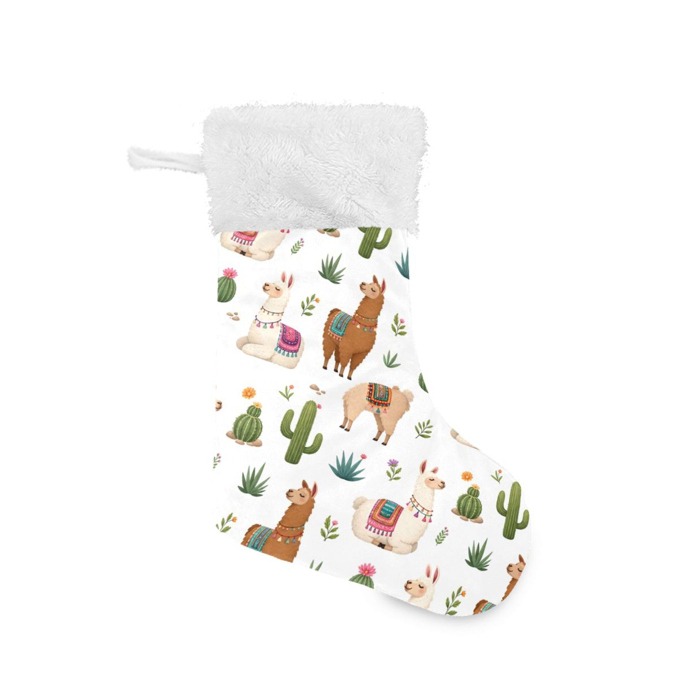 Fuauuyl Alpaca Christmas Stocking 18 In Xmas Hanging Stocking with Plush Cuff for Family Holiday Party Fireplace Decorations, 2 Pack