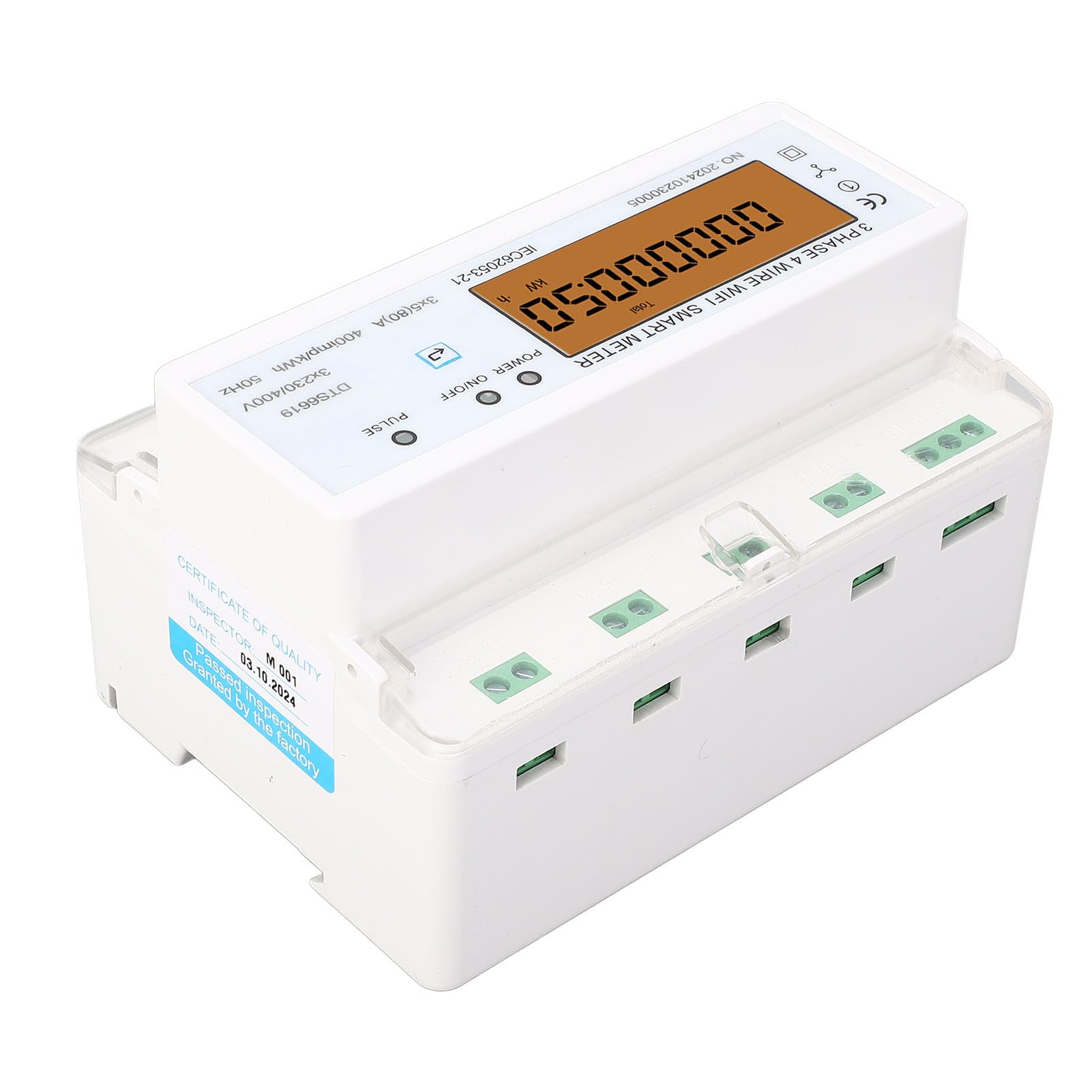 Tissting WiFi Smart Energy Meter 3 Fases 4 Hilos 80A - Medidor Inteligente de Energía con Control Remoto por App, Monitoreo en Tiempo Real, Instalación en Riel DIN