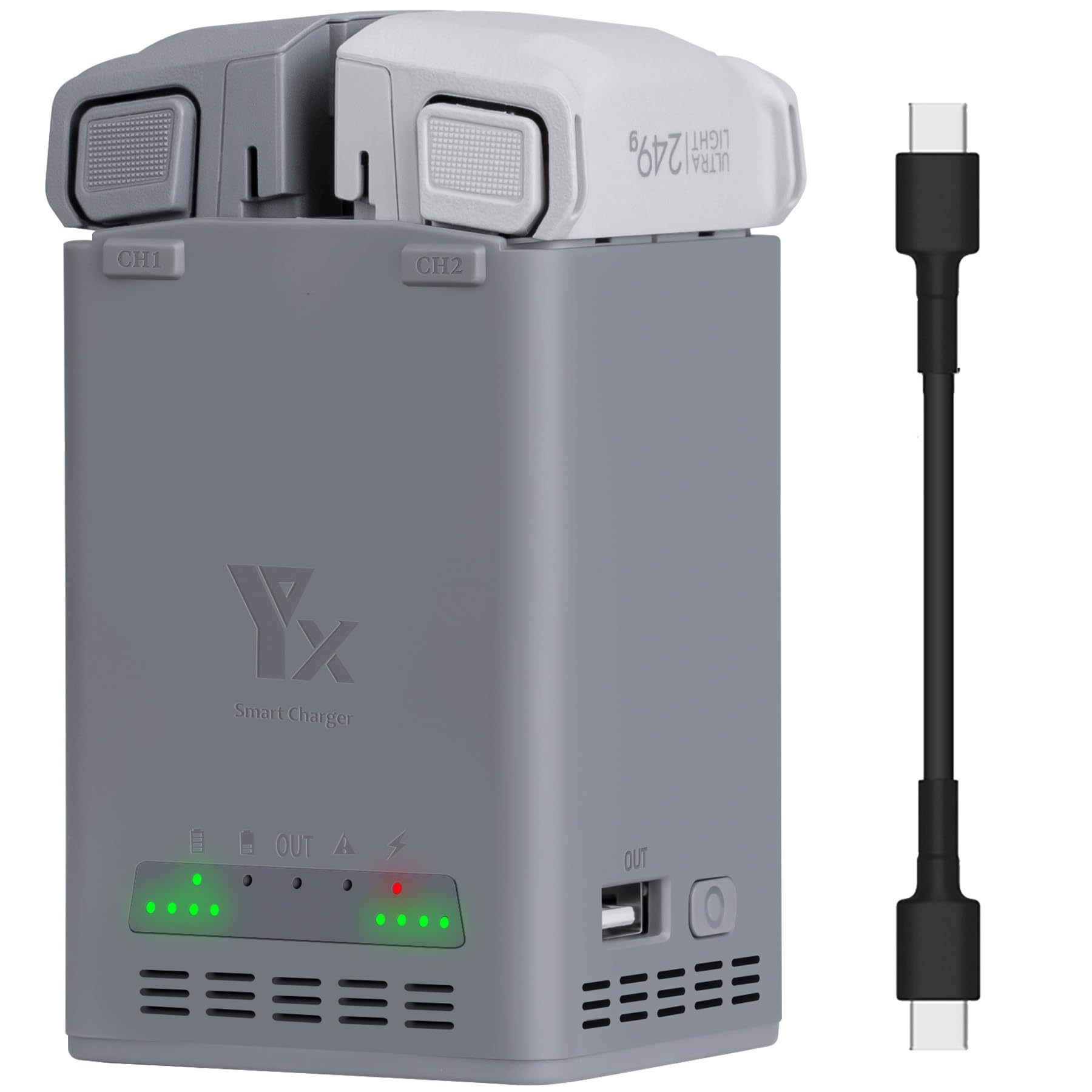 Dwukierunkowy hub ładowania akumulatora do DJI Mini 5 Pro/4 Pro/3 Pro/3, ładowarka 100 W ładowanie do 2 baterii jednocześnie, zasilacz USB-C, kompaktowy i przenośny, powerbank