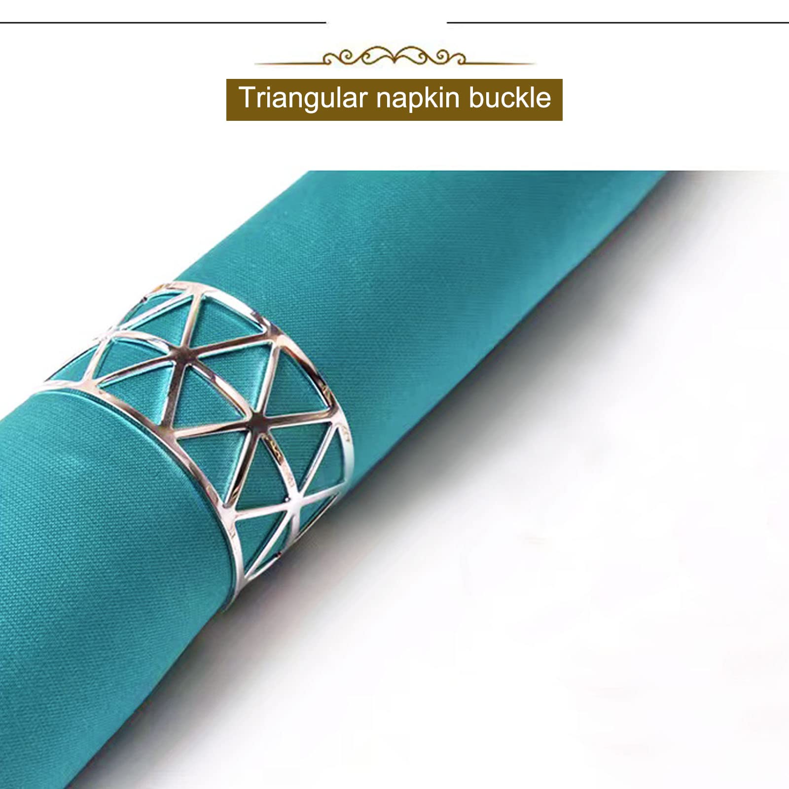 Rond De Serviette Métal Argenté - Forme Triangle - Vintage
