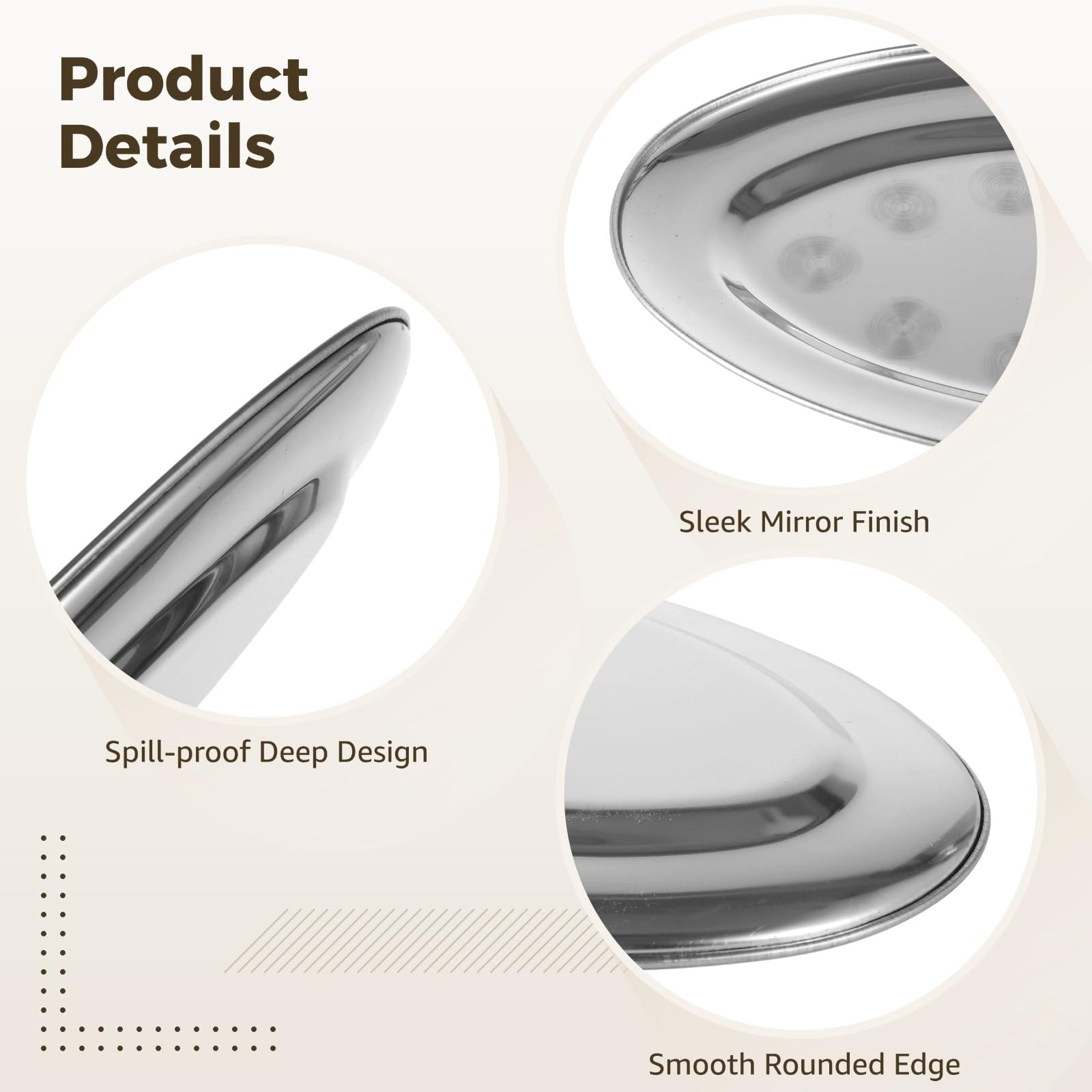 6 Stk. Servierplatten oval aus Edelstahl, 33,5 cm große Fischplatten, bruchsichere Metallteller, elegante längliche Küchentabletts für gedämpften Fisch, rostfreie Speiseteller für Buffet und Küche