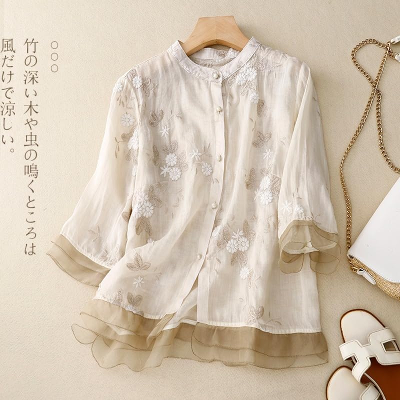 Women Linen Shirt Set Summer Blouse Wide Leg Pants Casual Outfit