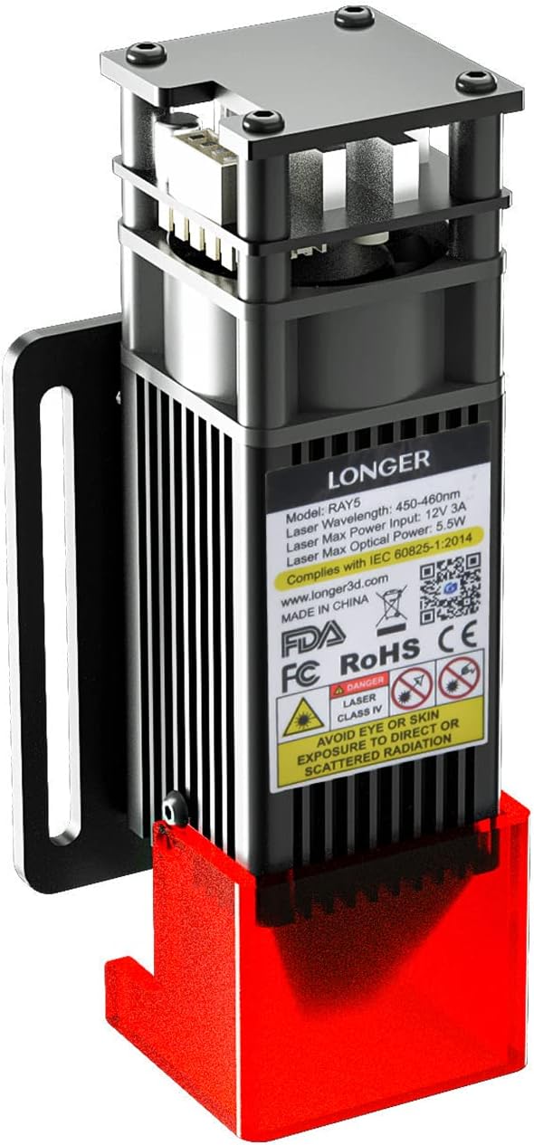 longer 5000mW Laser Module Output Optical Power CNC Laser Module Adjustable Focus Laser Cutting Head, Compressed Spot, Compatible with Laser Cutting, Engraving Machine,Laser Class II