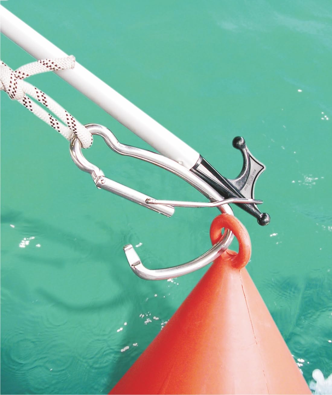 Kong. Gancio d'Attracco 201 in Acciaio Inox per Uso Nautico. Permette di Effettuare a Distanza l'Aggancio/Sgancio ad/da una Boa. Resistenza 2400 KN. Made in Italy. 550g. Argento.