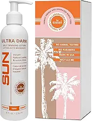 Sun Laboratories by Giesee Loção Autobronzeadora Ultra Escura, Bronzeado Instantâneo, Bronzeado de Aparência Natural para Rosto, Corpo e Pernas, Loção Bronzeadora Orgânica Sem Sol para Tons de Pele Justos A Escuros, Garante Um Brilho Natural