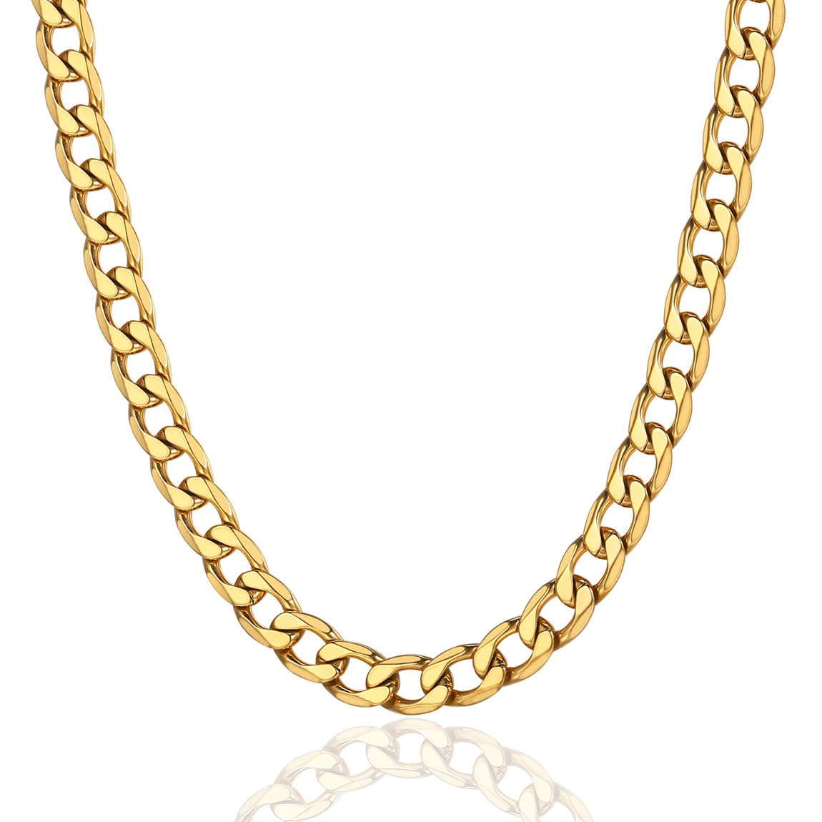 ChainsPro Cuban Chain Necklace for Men, Silver/Black/Gold Plated Stainless Steel Cuban Link Chains Mens 4/6/9/13 MM Width,14"-30" Length Hip Hop Accessories Jewelry Gifts for Father's Day Christmas