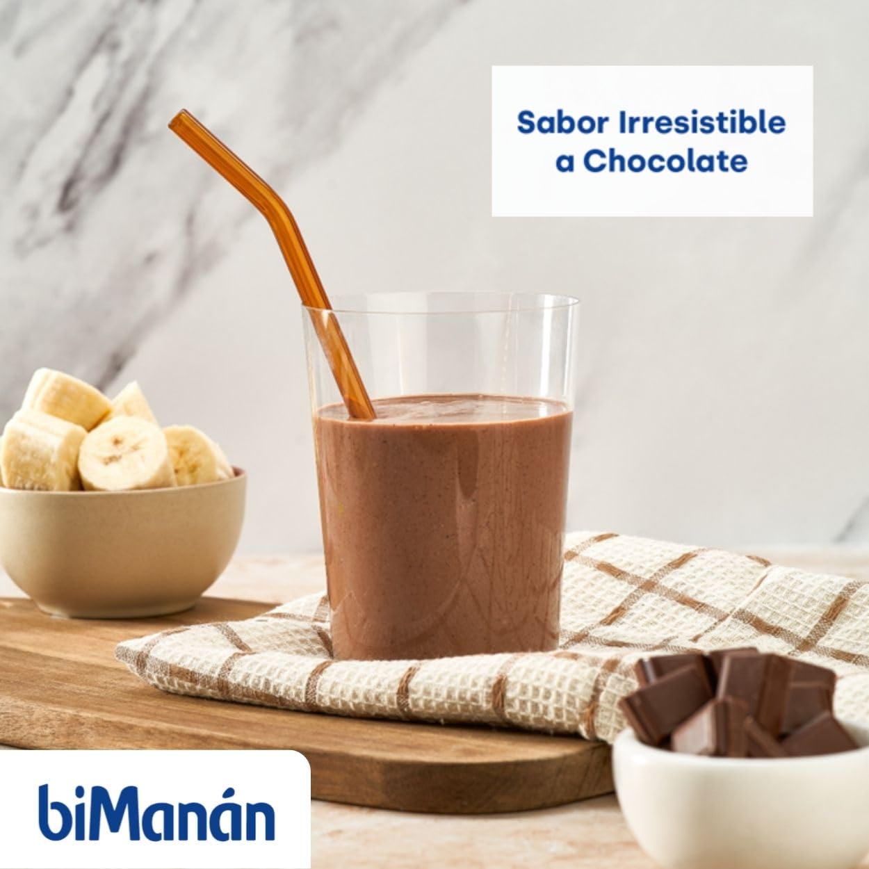 biManán - Batido de Chocolate, Batidos Sustitutivos de Comidas para Adelgazar, Bajos en Calorías, Ayudan a Perder y Controlar el Peso, con Proteínas, Vitaminas y Minerales - 6 x 50 g: 300 g