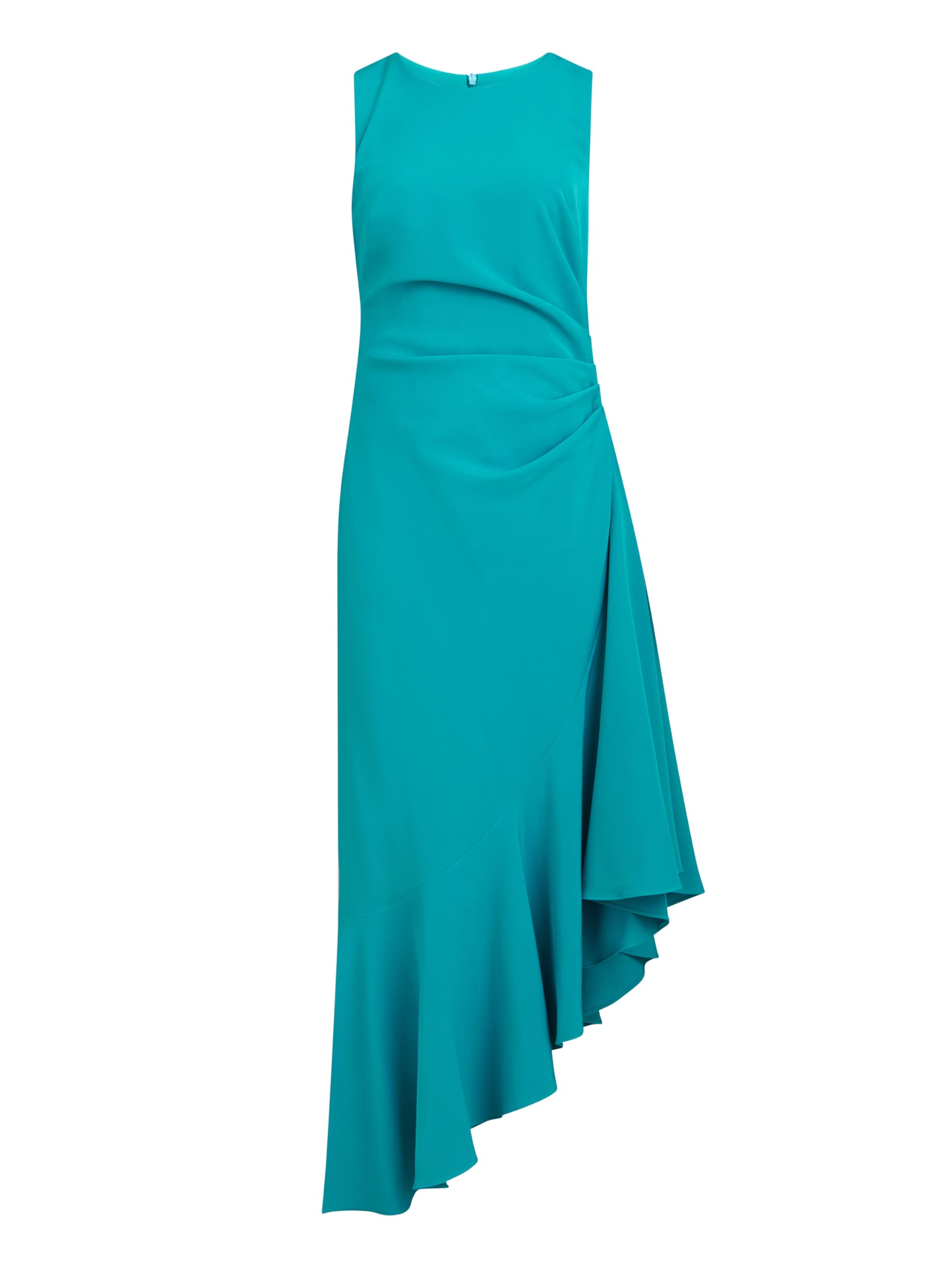Gina Bacconi Asymmetric Frill Hem Dress, Teal, 8
