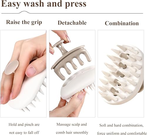 Miniatura 3 de Cepillo de champú de ducha de silicona multifuncional desmontable 2 en 1, peine húmedo y seco para baño con cerdas suaves para exfoliante de cuero