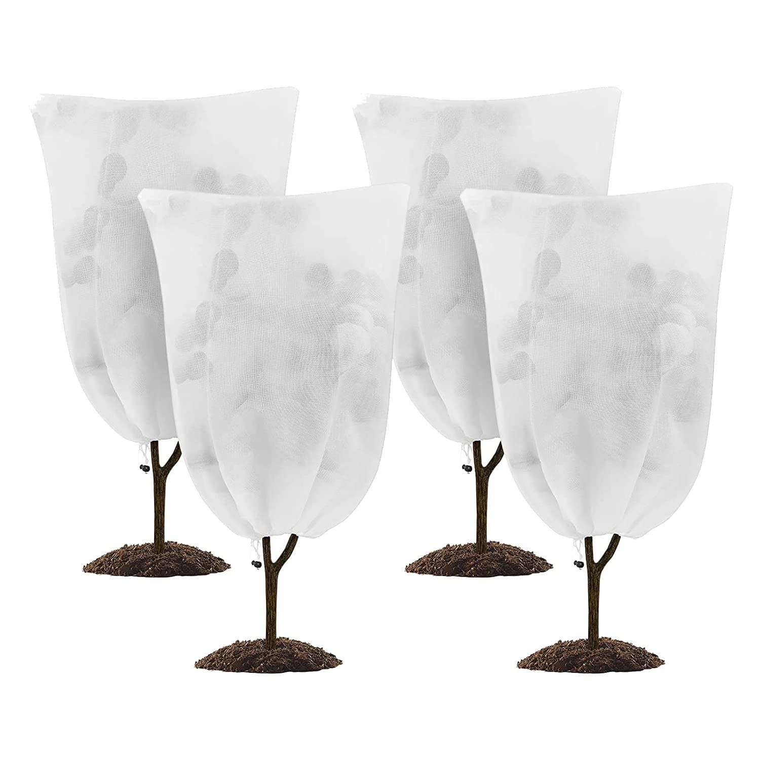 Sankaka 4 Pack Plant Covers Freeze Protection 24X 32In Winter Cold Weather Frost Blanket with Drawstring for Outdoor