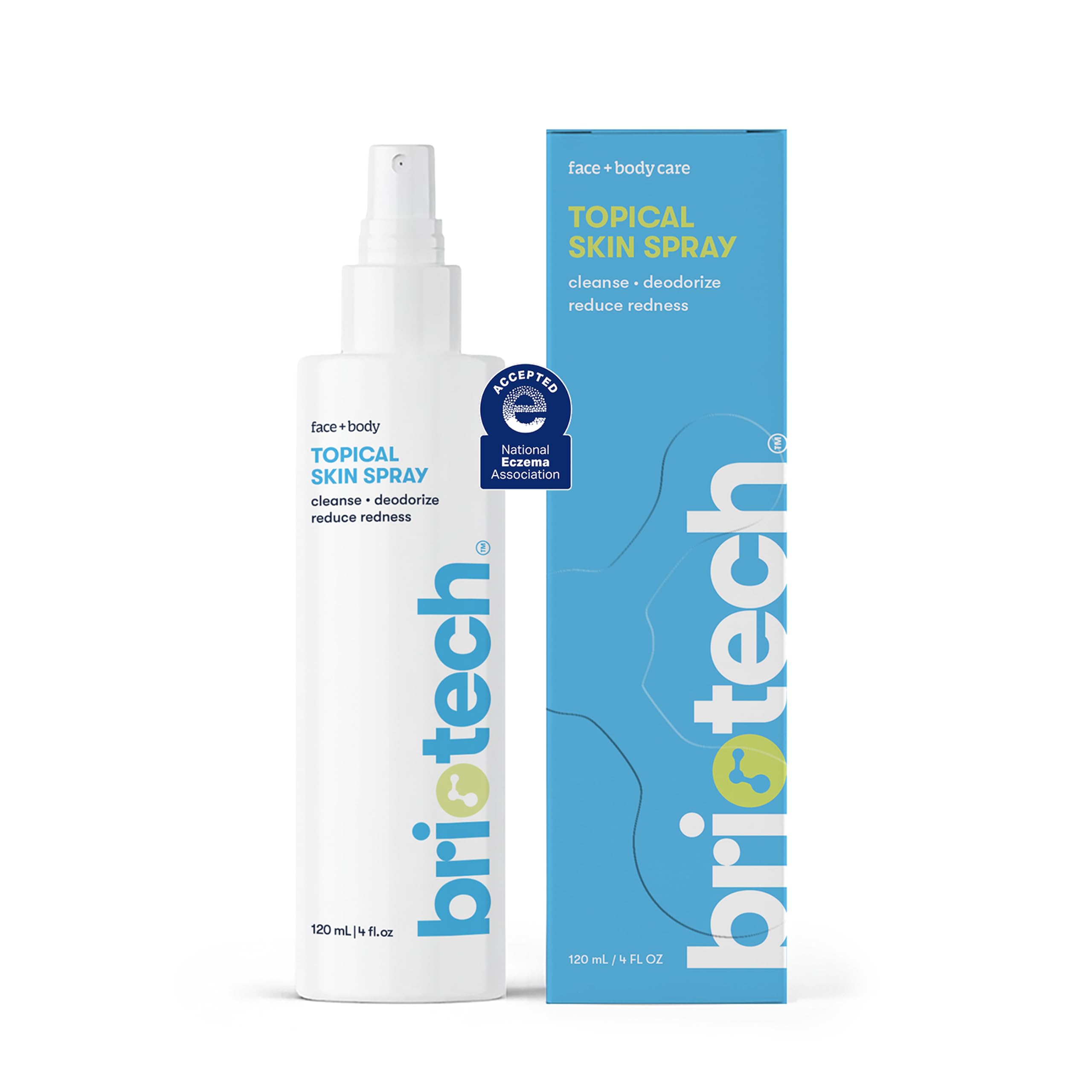 BRIOTECH Topical Skin Spray - All Natural Pure HOCl Hypochlorous Solution - Soothing Saline Mist - Piercing Aftercare, After Sun, Post Procedure Relief - 4 oz. Size