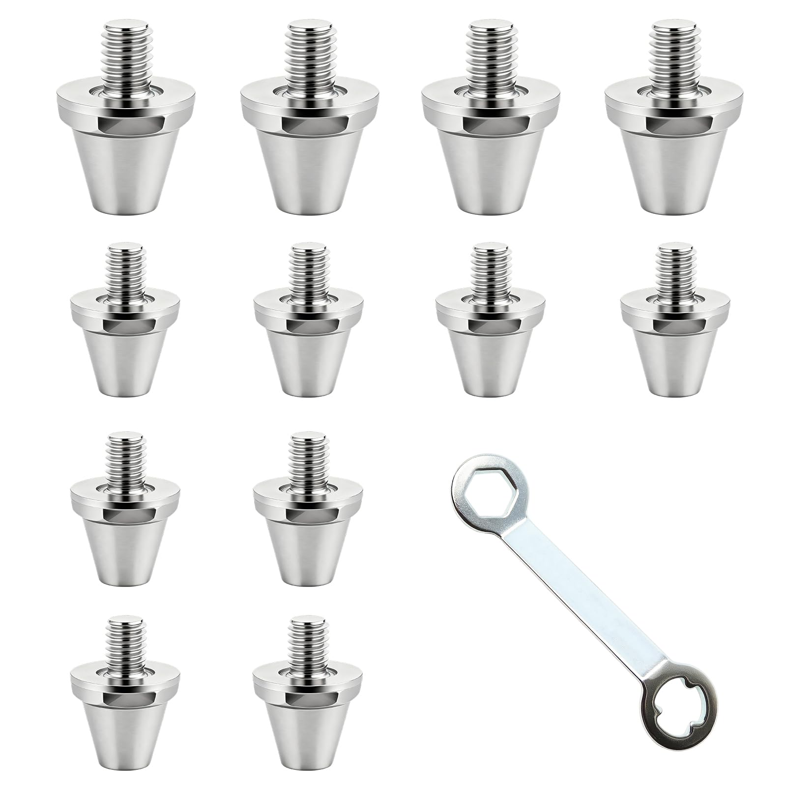 12 Pièces Crampons de Football en Aluminium, Pointes Métalliques de Rugby, Clous de Rechange à Visser pour Chaussures de Sport 11 mm, 13 mm (2 Tailles)