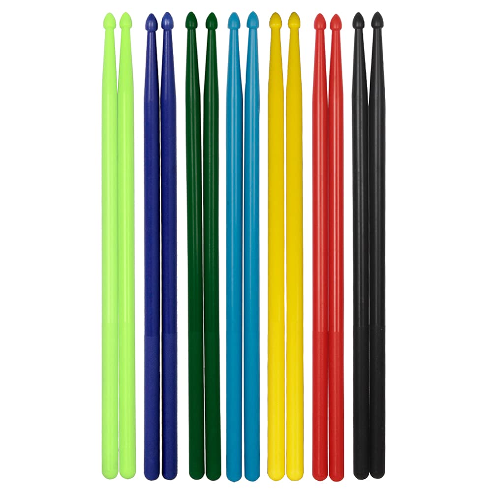 YARNOW Baguettes de Batterie Nylon 5A Multicolores Lot de 7 Paires Adaptées aux Percussionnistes Débutants en Répétition