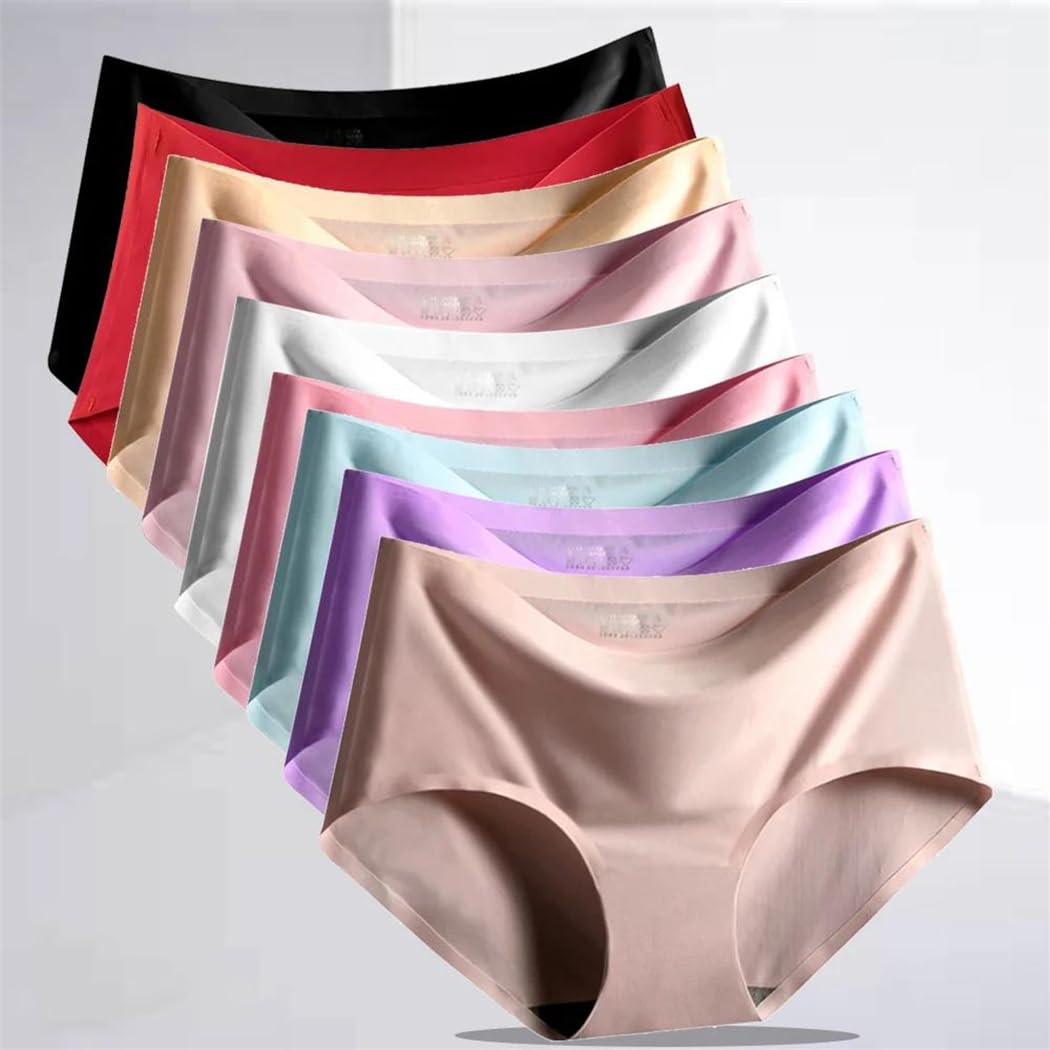 Mutandine da donna in seta di ghiaccio senza cuciture a vita media biancheria intima femminile intimo traspirante slip