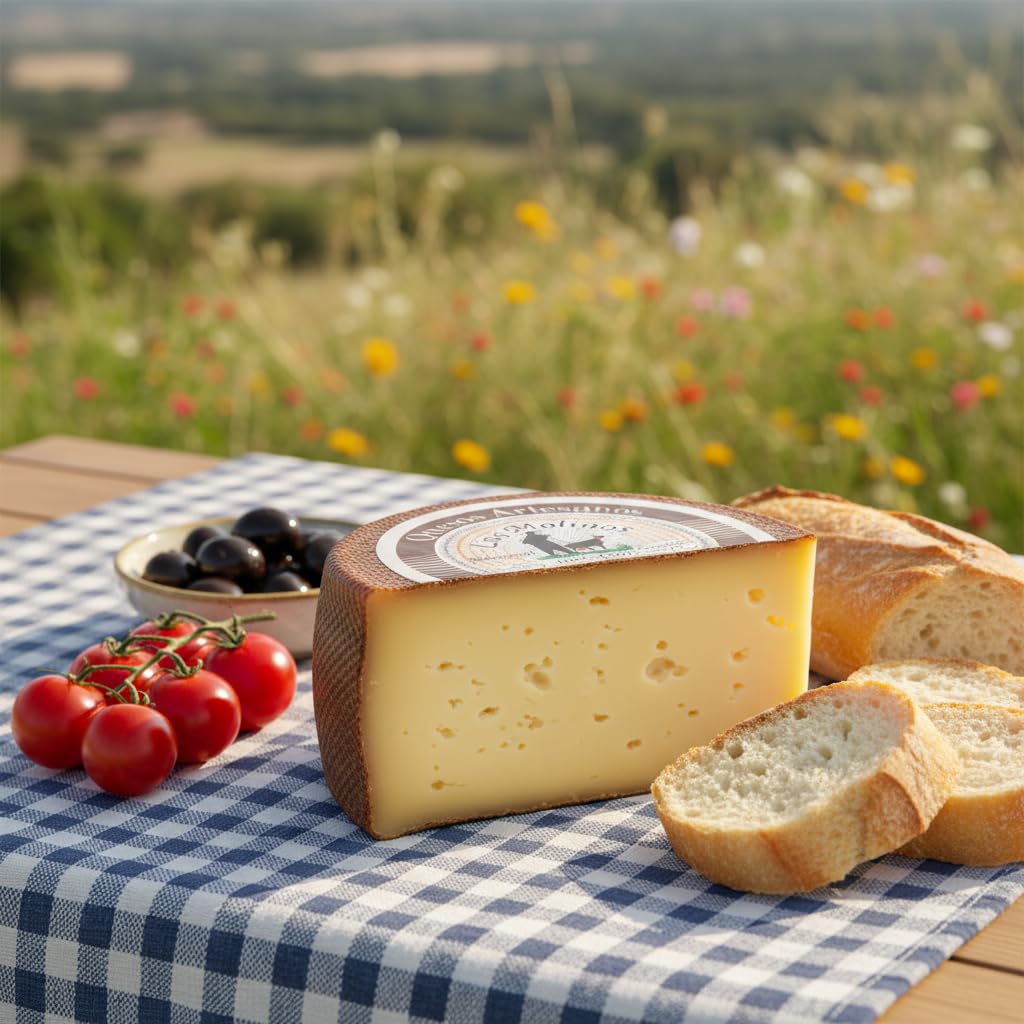 Medio Queso Artesano Semi Curado 100% de Leche de Cabra 225 gr | Queso Gourmet Elaboración Tradicional y Casera con Ganadería Propia | Sabor Único y Natural