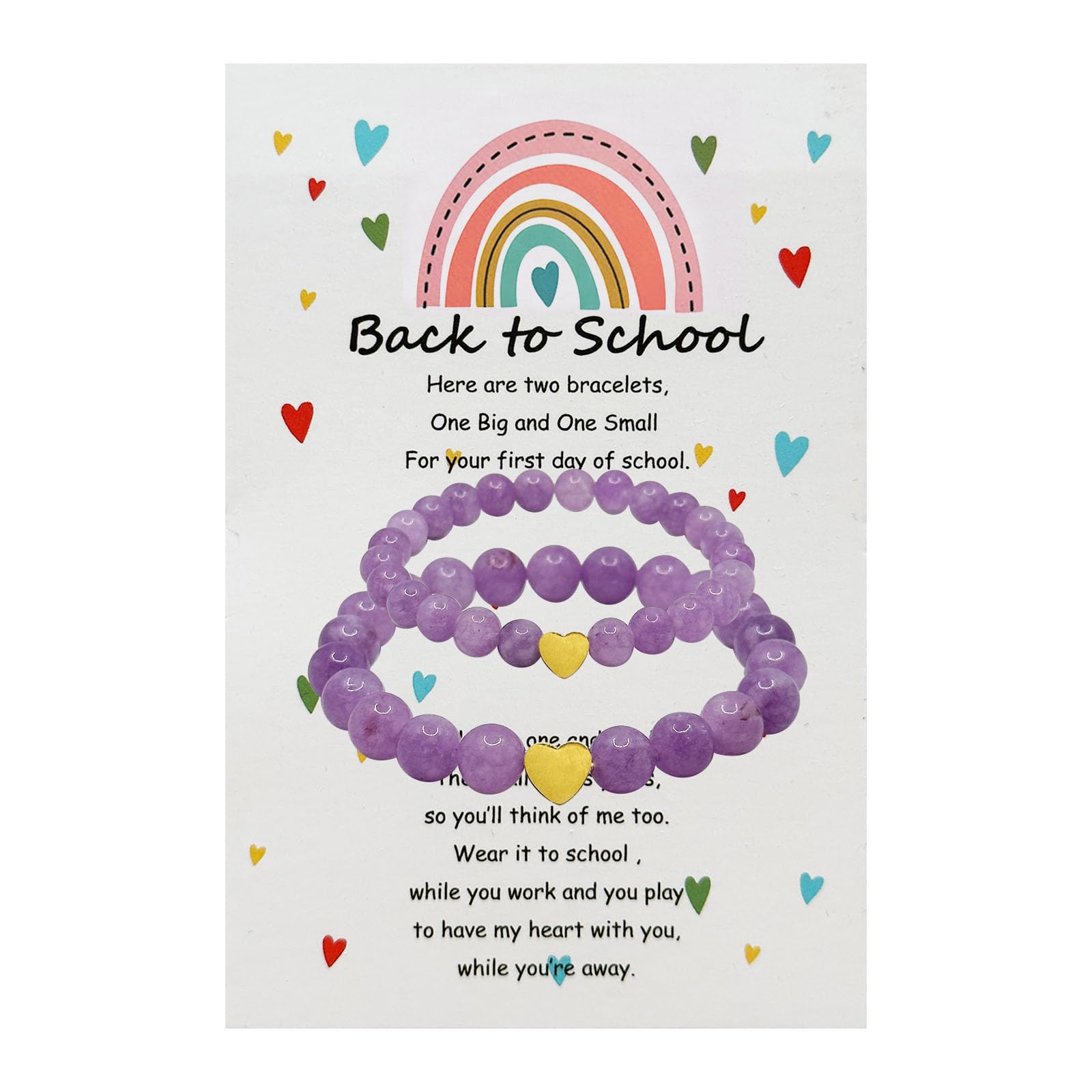 DOLLESS Back to School Bracelets Matching Heart Mother Daughter Bracelets First Day of School Gifts
