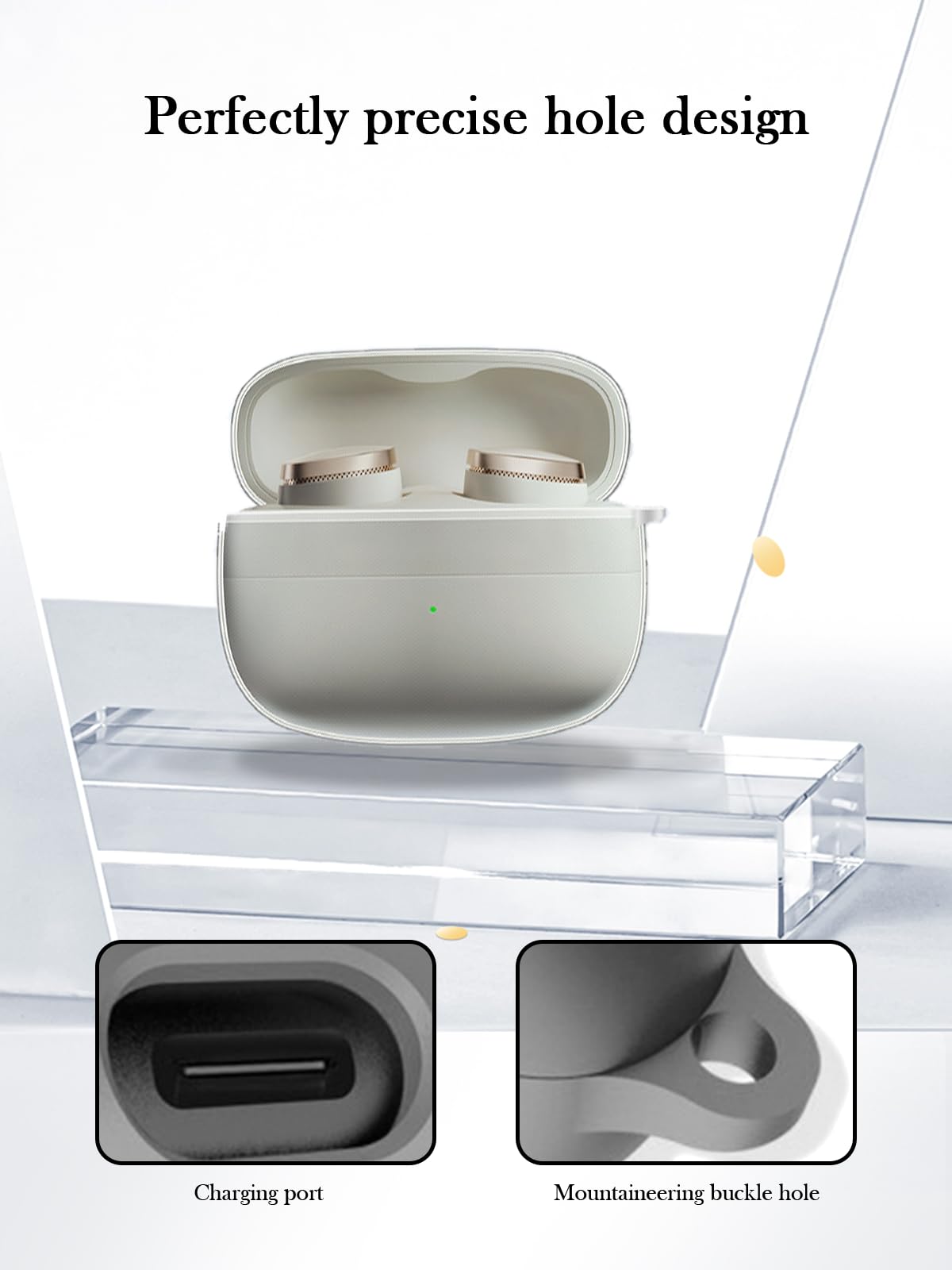 Schutzhülle für Bowers & Wilkins Pi8 kabellose Ohrhörer, weicher Schutz, stoßfest, BOVUGAC hohe Transparenz, TPU, niedliches Cartoon-Design, mit Schlüsselanhänger, Reinigungsset und Umhängeband für B