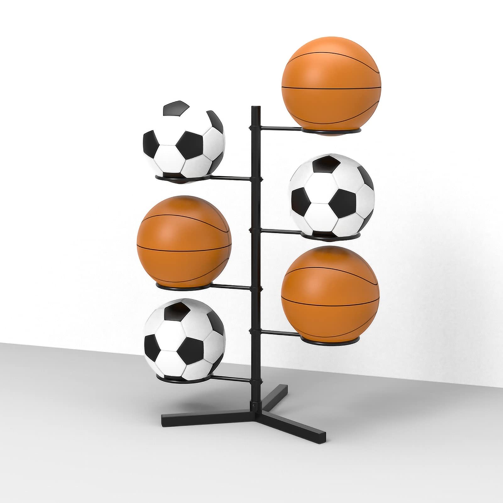 Domowy stojak do przechowywania piłek sportowych wielopoziomowy nizer (4/6/8/10 poziomów) idealny do koszykówki, piłki nożnej, siatkówki i innych, maksymalizuje przestrzeń i utrzymuje sprzęt w