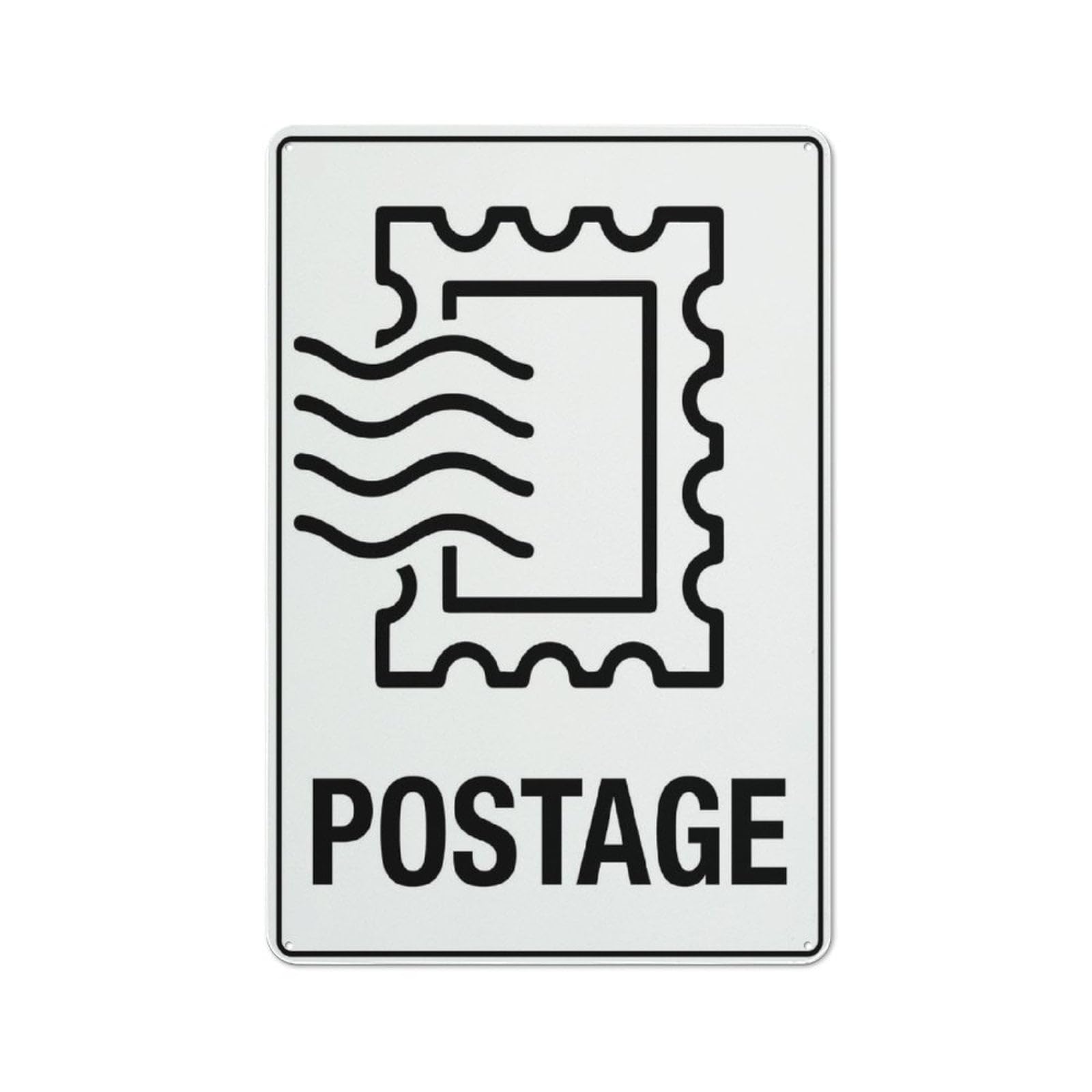 Peiyeety A06 Postage Sign For Business 12X16 Inches Rust Free Aluminum Uv Printed,4 Pre-Drilled Holes.durable/Weatherproof