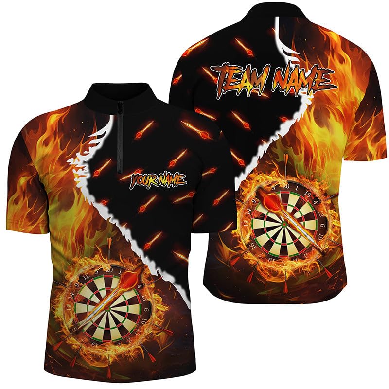 Personalisierte Dartscheibe mit Flammenmotiv - Individuelle Dartshirts für Herren & Damen, 3D-Bedruckte Dart-Team-Trikots T1819