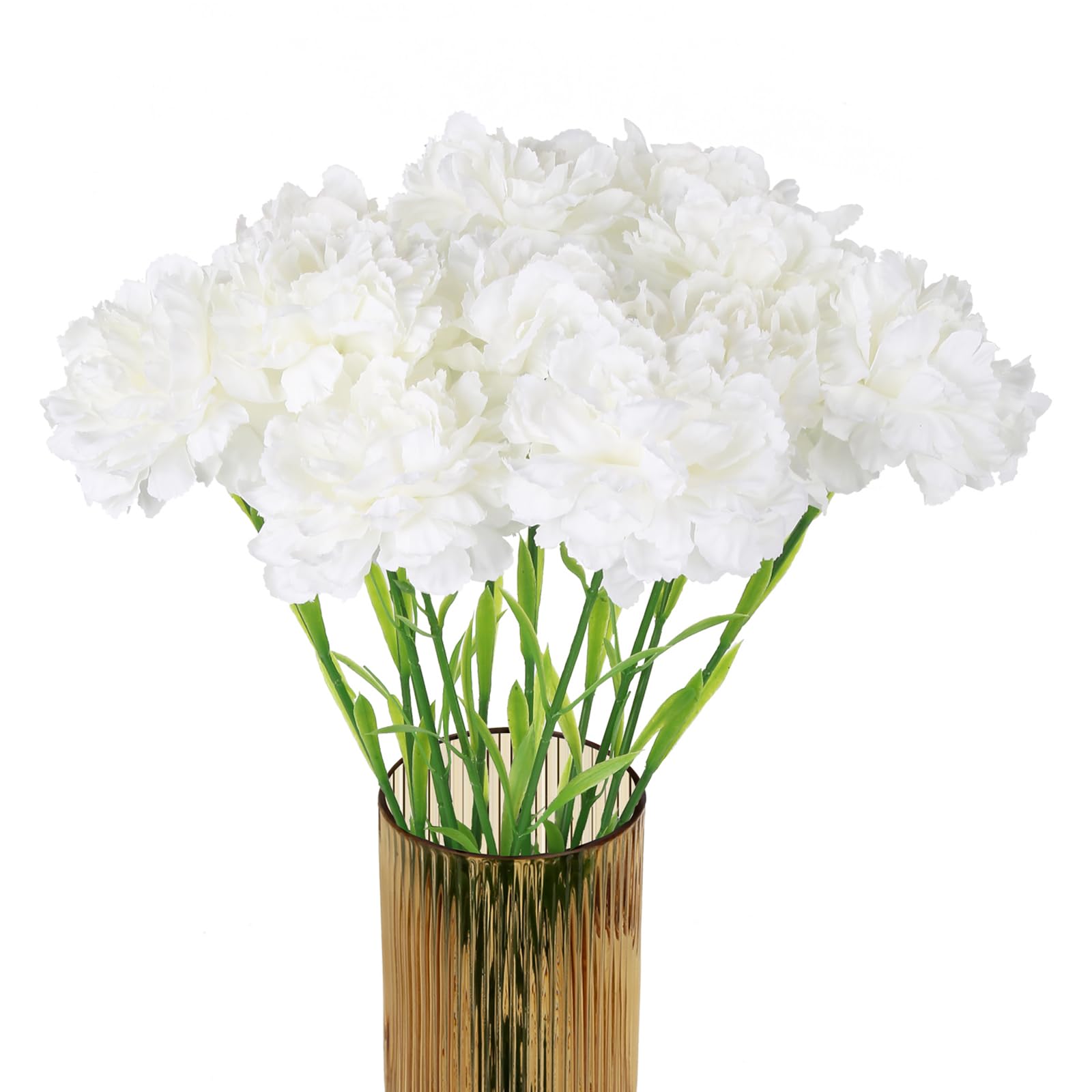 INSUNSIX White Carnations Artificial Flowers 15PCS Carnations Flowers Silk Flowers 21.25in Fake Flowers for Wedding Home Table Centerpieces Floral