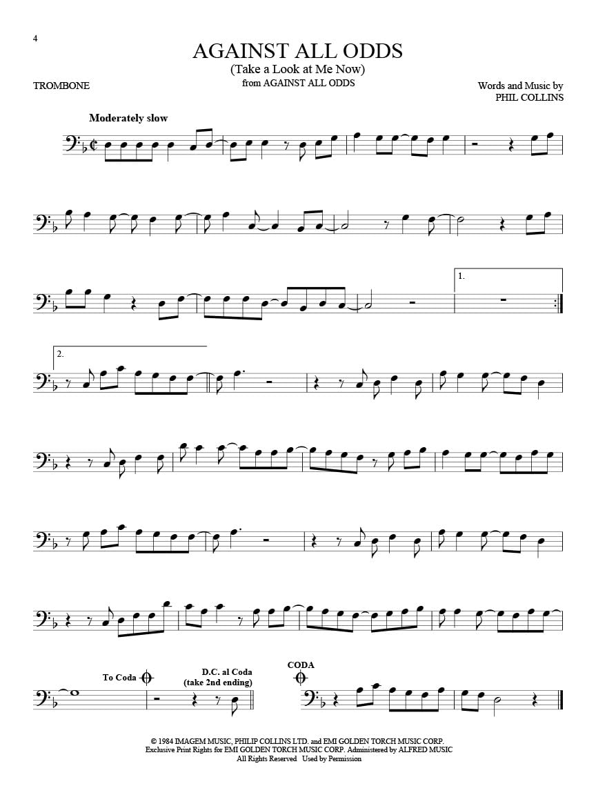101 Movie Hits Trombone Sheet Music Songbook | Instrumental Folio for All Levels | Includes My Heart Will Go On, Mission Impossible, Eye of the Tiger, The Pink Panther, Skyfall, The Sound of Music - Image 4
