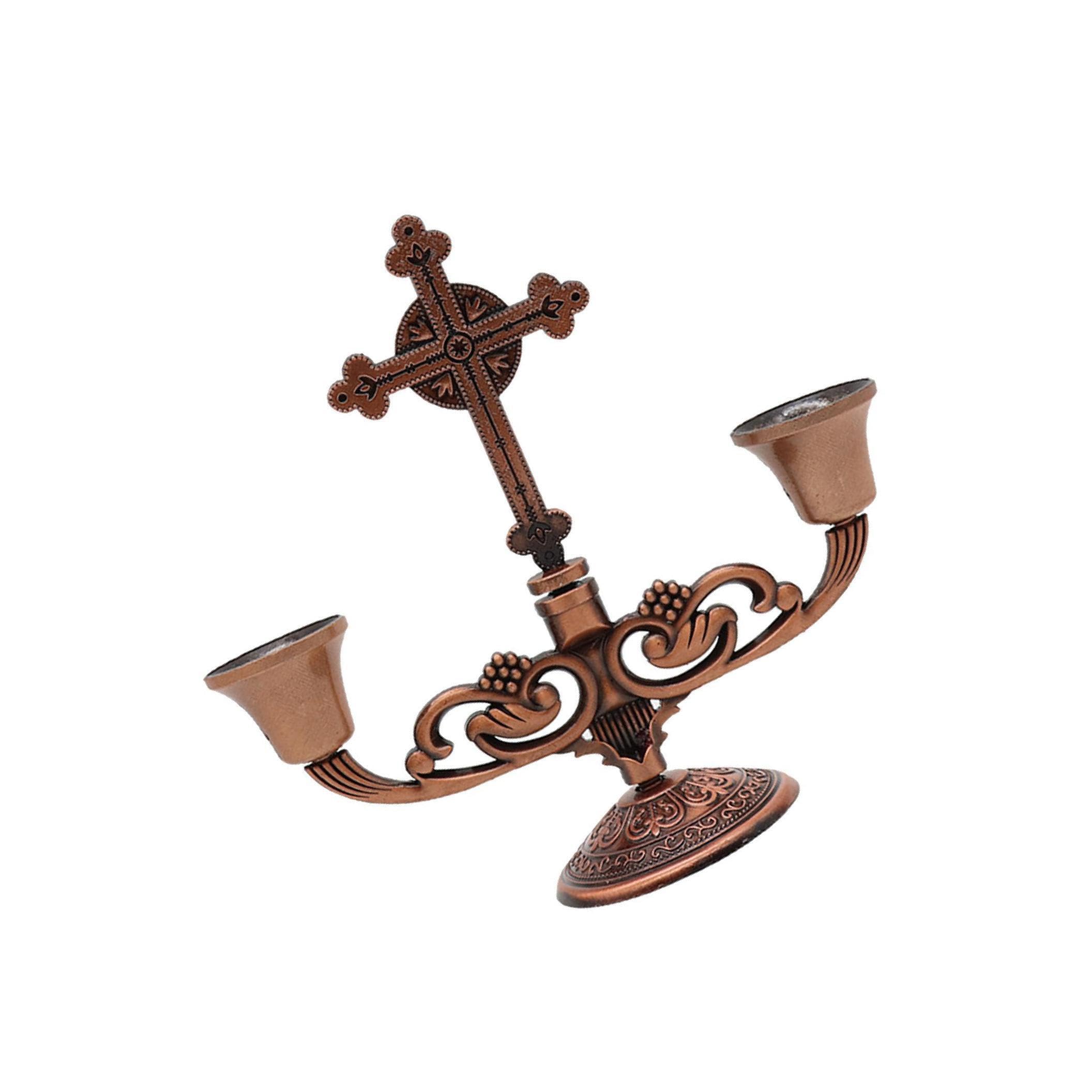 Zambuph Stylish Retro European Candle Stick Holder with Elegant 2- Candelabra Stand Candlestick Decoration, Red, 13.5x13cm